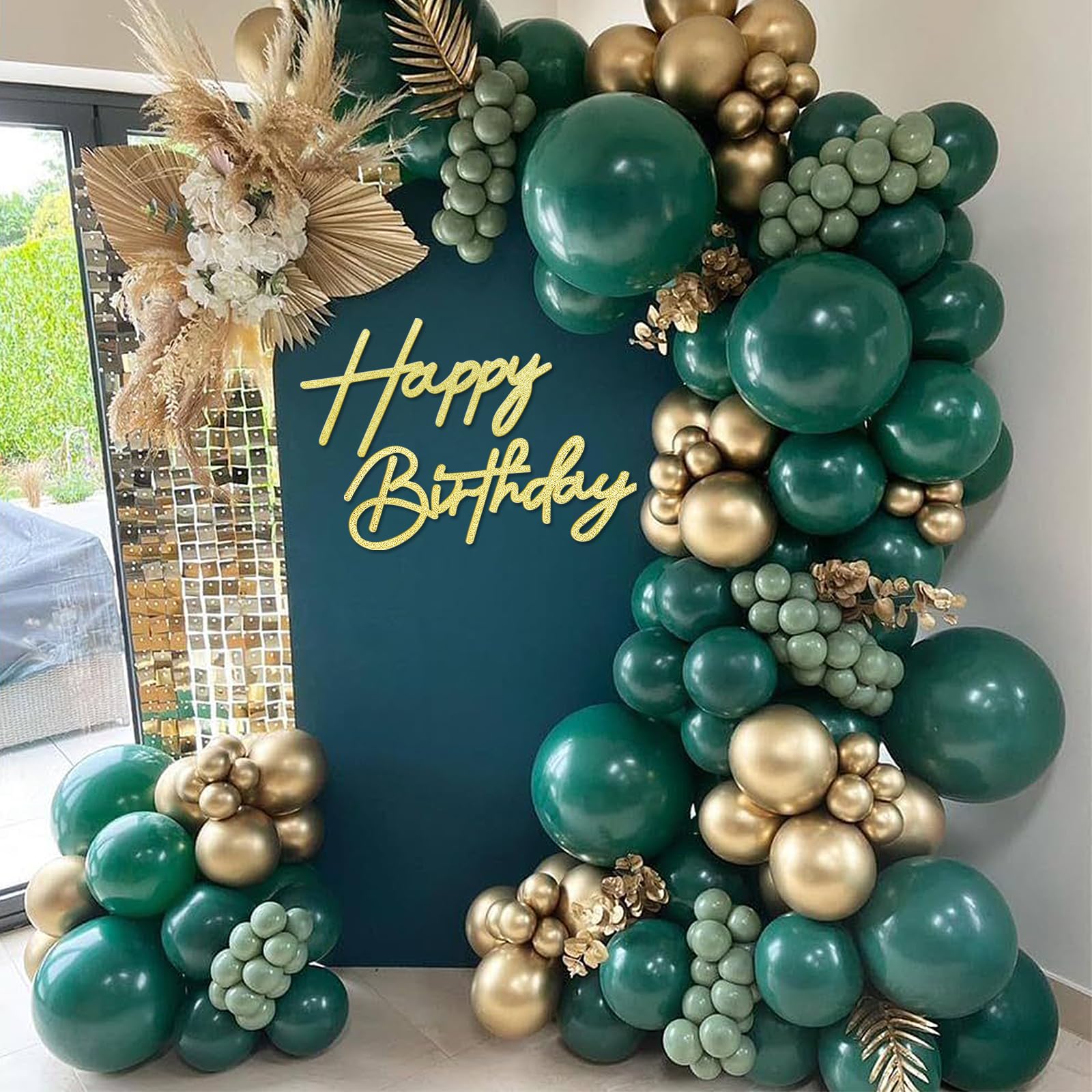 MASTRON Happy Birthday Sign for Backdrop - Glitter Felt Happy Birthday Letter Sign for Balloon Arch