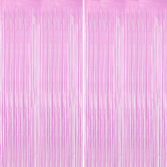 2 Pack Pastel Purple Foil Fringe Backdrop Curtains, Tinsel Streamers Birthday Party Decorations for Girl, Fringe Backdrop for Graduation, Baby Shower, Gender Reveal, Halloween Party