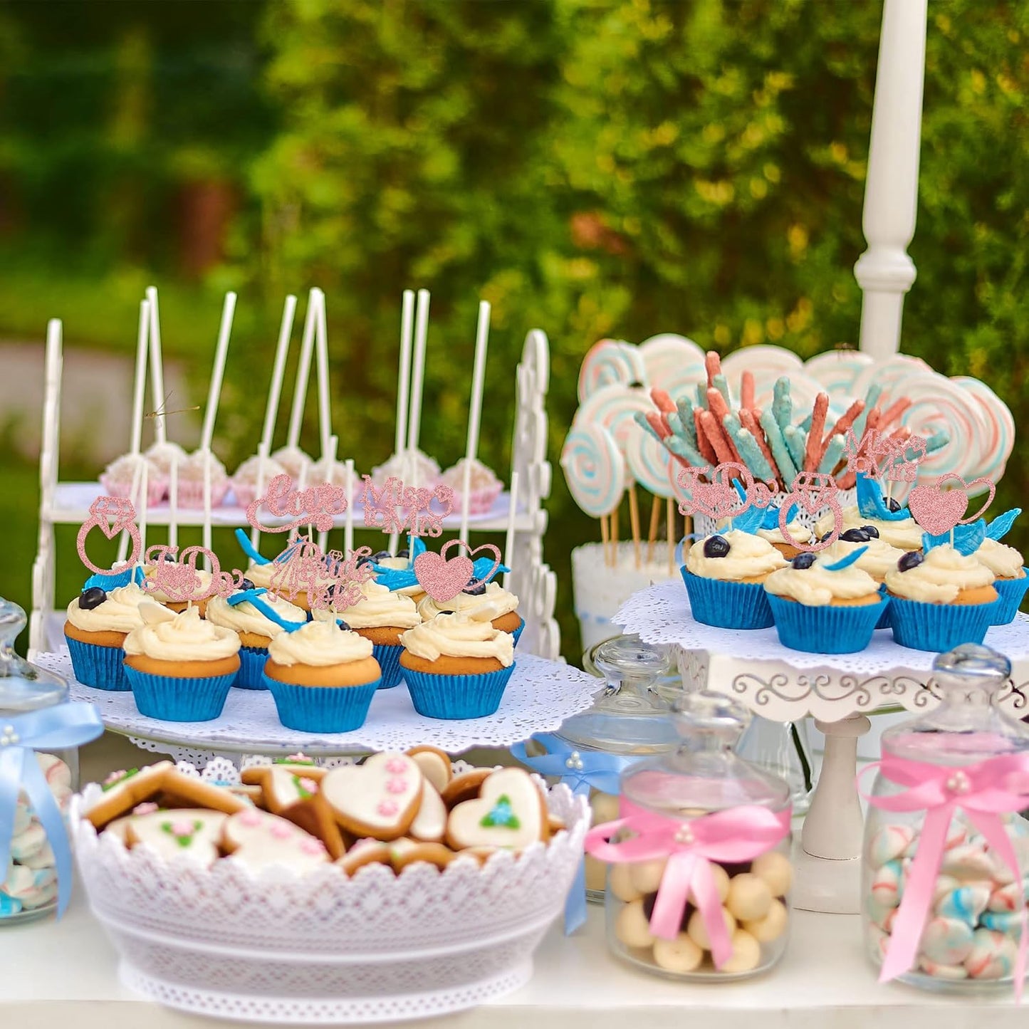 Gyufise 24Pcs Bride to Be Cupcake Toppers Rose Gold Glitter I Do Love Heart Ring Miss To Mrs Cupcake Picks Bridal Shower Cake Decorations for Wedding Engagement Bachelorette Party Supplies