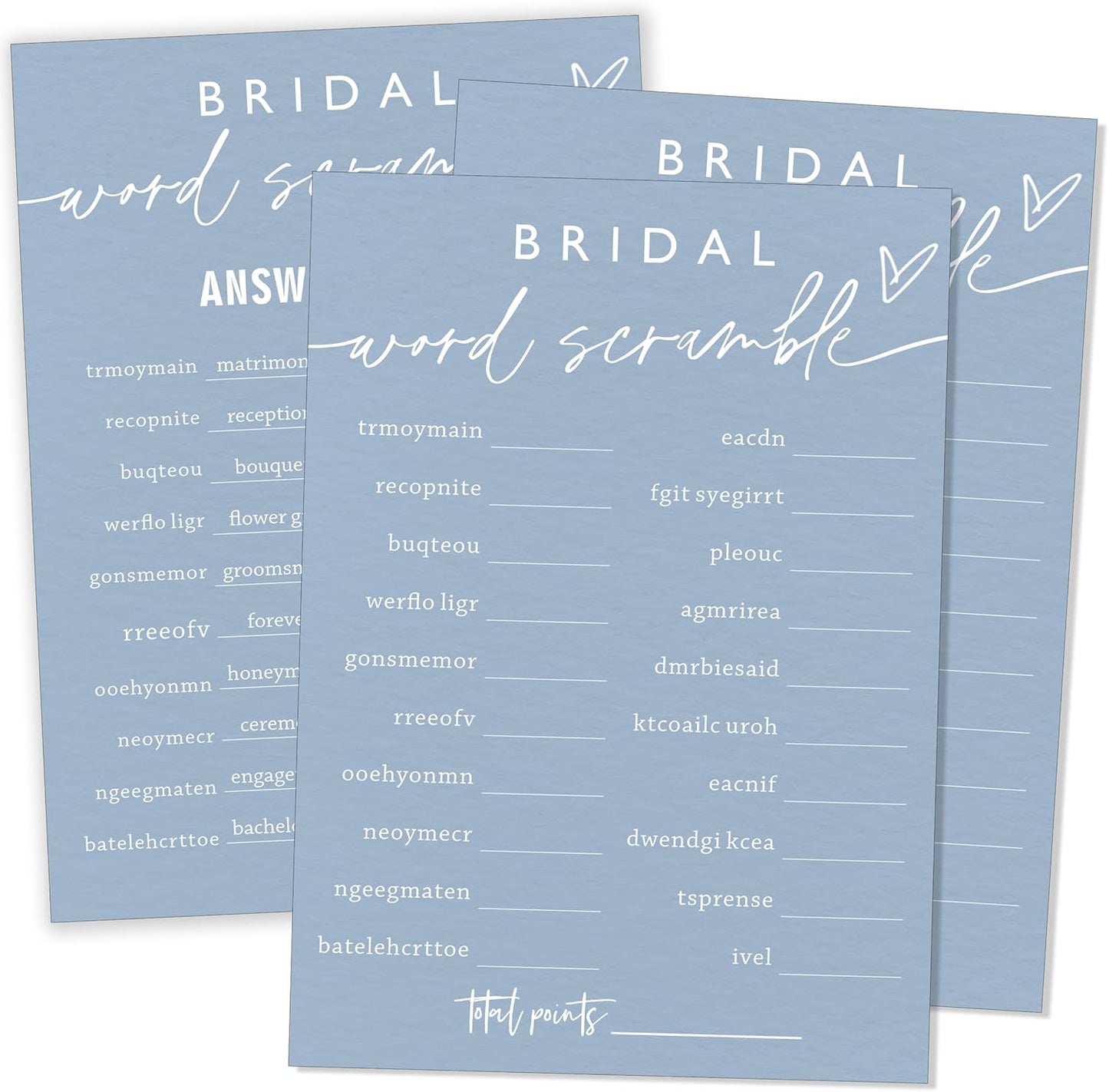 Fun Wedding Shower Games Bridal Word Scramble who knows the bride best 25 Game Cards with 1 Answer Card Bridal Shower Game Rustic Ideas Activity for Engagement Wedding Party Entertainment - B03