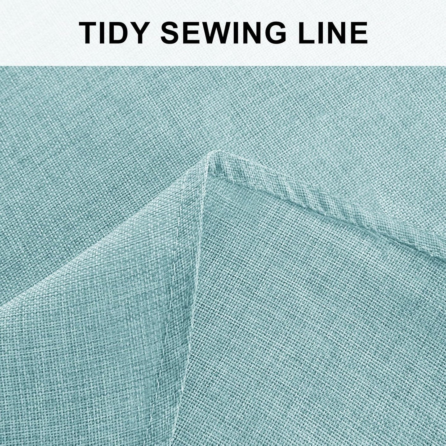 Hiasan Round Linen Tablecloth 50 Inch - Wrinkle and Stain Resistant Washable Polyester Fabric Table Cloth for Dining Room Kitchen Party, Aqua