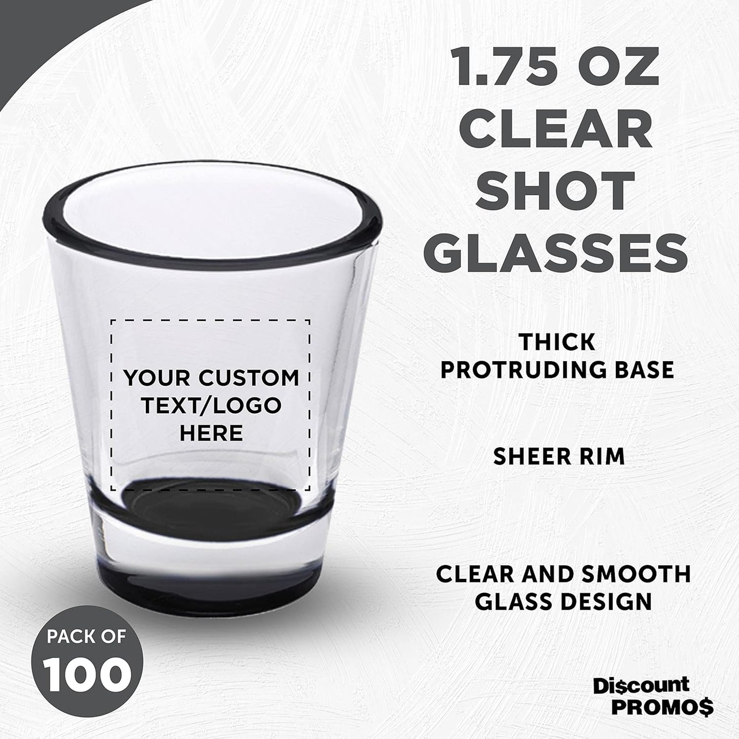 Custom Shot Glasses 1.75 oz. Set of 100, Personalized Bulk Pack - Great for Wedding Favors, Bachelorette Party Decorations, Party Fovors, Color Bottom - Black