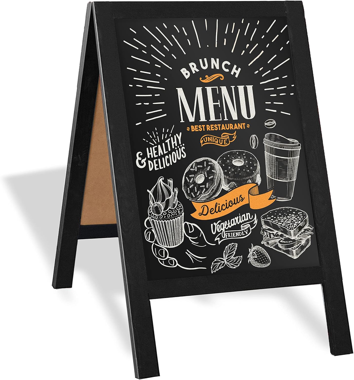 Ilyapa Wooden A-Frame Sign with Eraser & Chalk - 21 x 30 Inches Magnetic Sidewalk Chalkboard – Black Menu Display for Restaurant, Business or Wedding