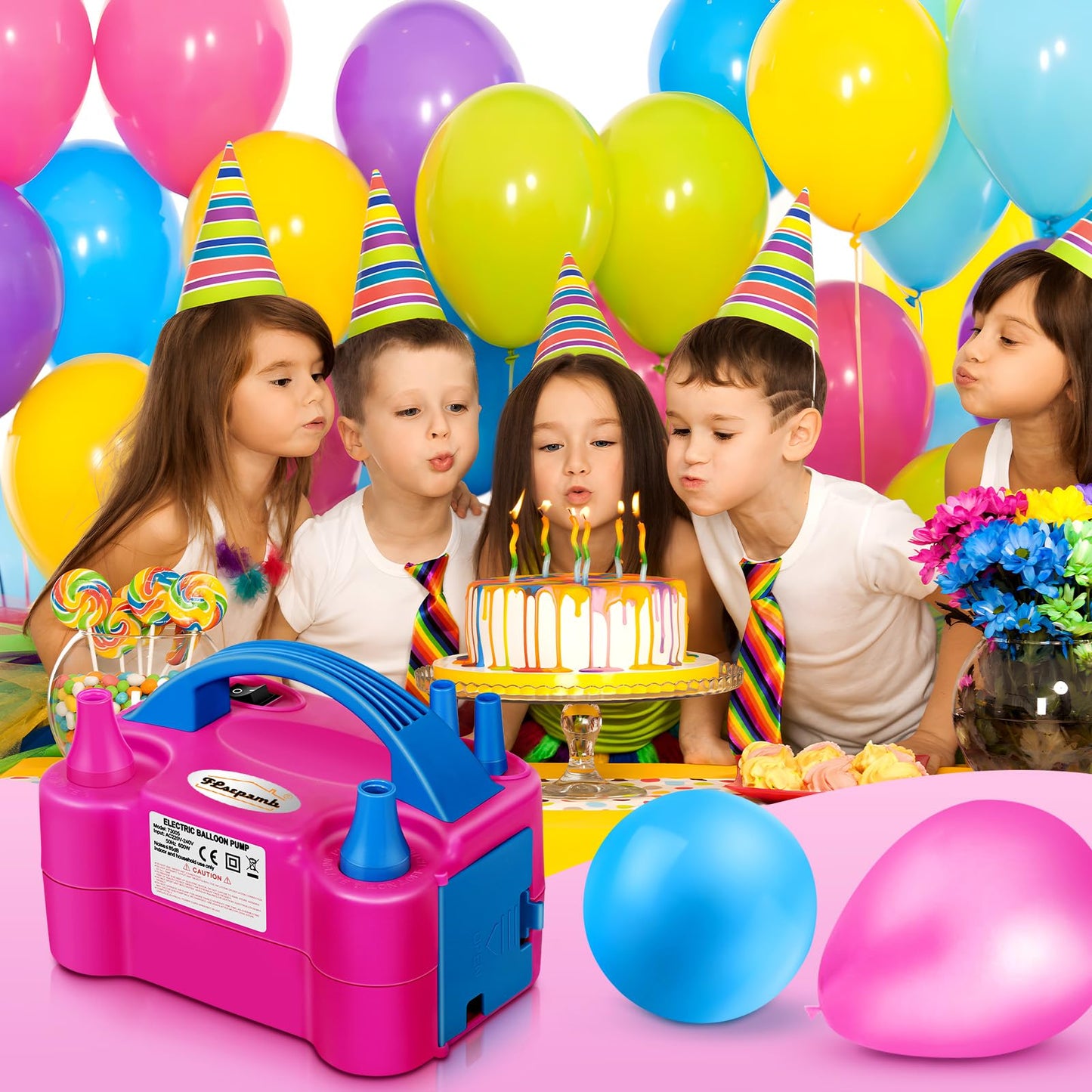 FLSEPAMB Balloon Pump, Electric Balloon Pump,Portable Dual Nozzles Electric Balloon Air Pump 110V