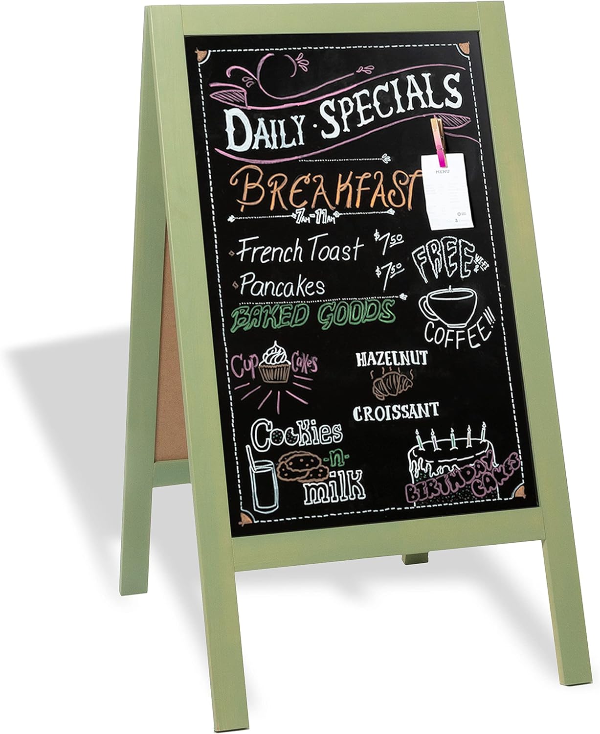 Ilyapa Wooden A-Frame Sign with Eraser & Chalk - 40 x 20 Inches Magnetic Sidewalk Chalkboard – Menu Display for Restaurant, Business or Wedding