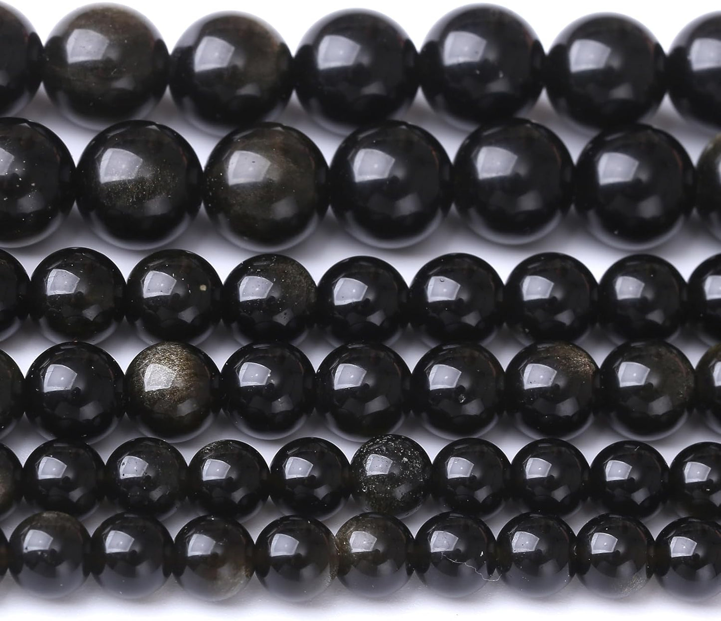 Gold Obsidian Stone Beads for Jewelry Making DIY Craft Gemstone Beads Kit (8mm, 45pcs) Cosmic Crystal Pebbles for Bracelets, Necklaces, Home Decor
