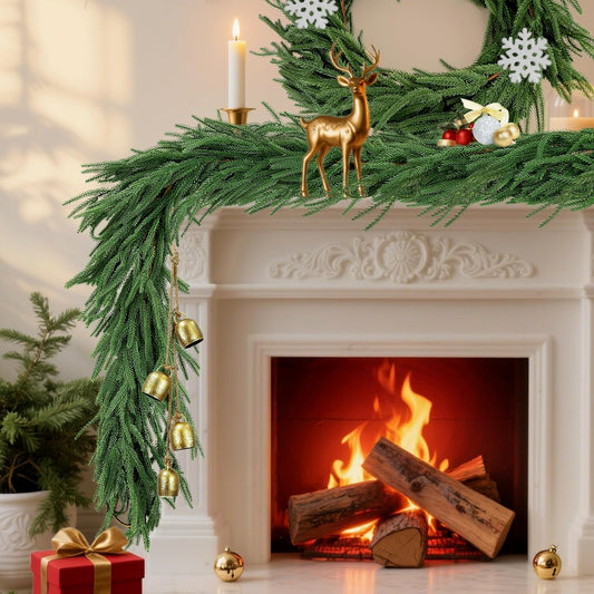 2Pcs 6ft Artificial Norfolk Pine Garland,Christmas Garland Greenery Garland for Mantle, Fireplace, Table, Wall, Window, Bedroom, Indoor Outdoor Holiday Winter Christmas Decorations (2, 6FT)