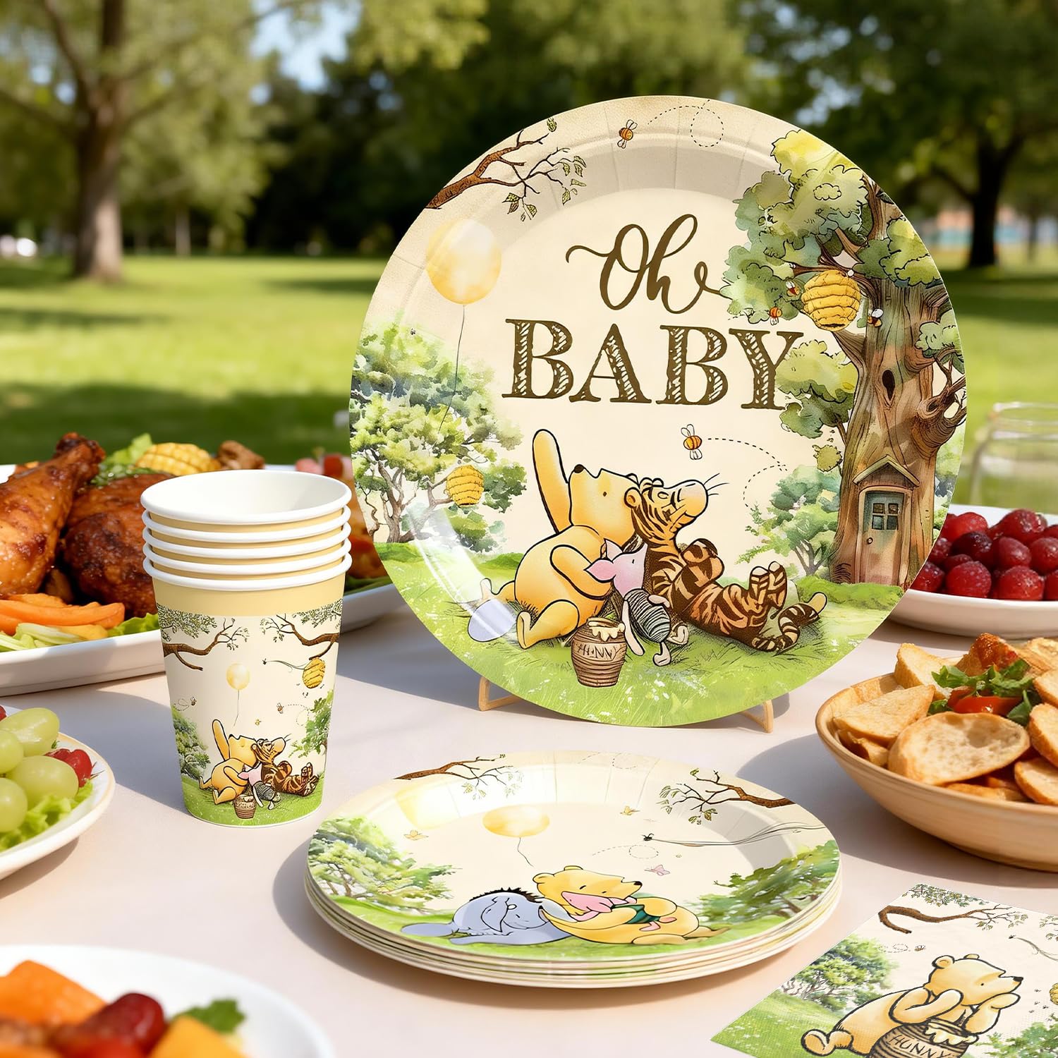 Wellspar 336PCS Bear Baby Shower Decorations Neutral Party Set 25 Guests