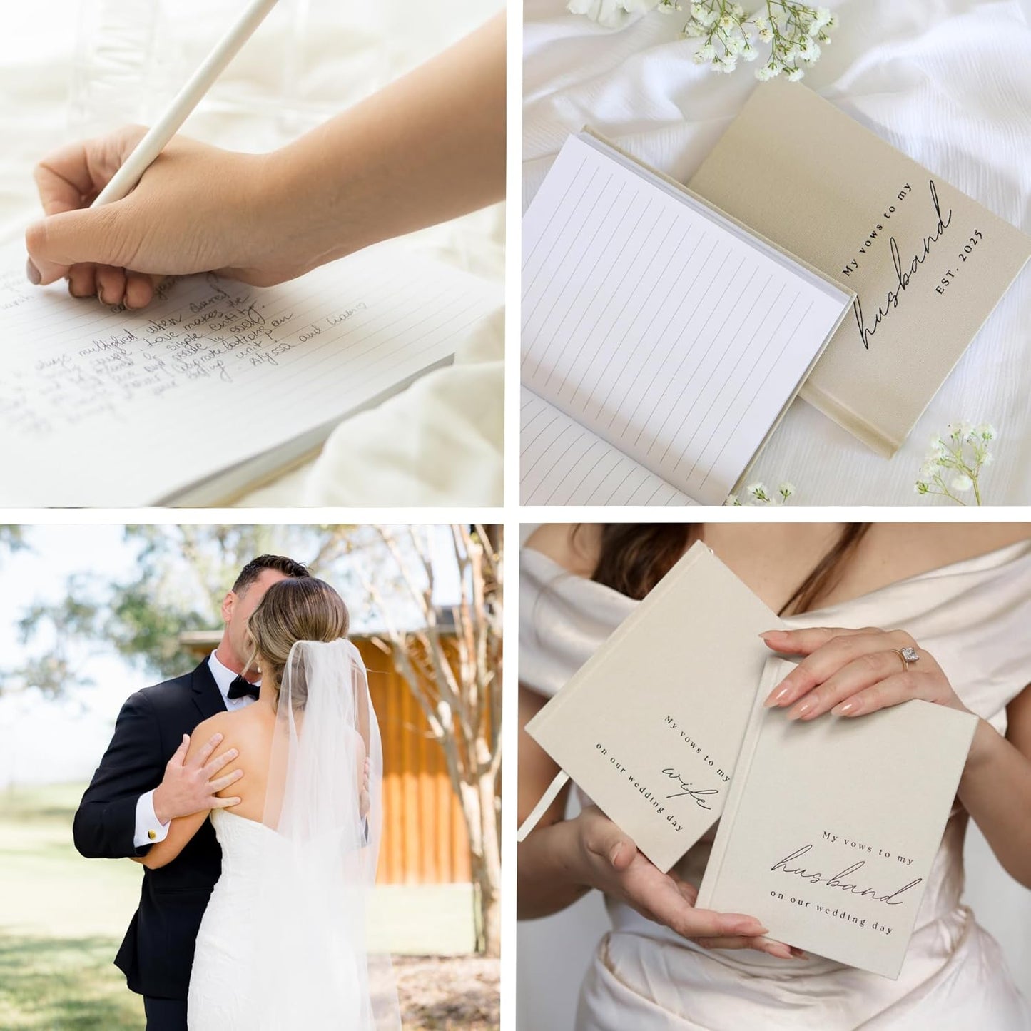 Wedding Vow Books His and Hers - 2 Pack Personalized His & Hers Book - Linen Hardcover Bride and Groom Notebook for Ceremony Vows - Bookmark & Lined Pages - Renewal & Wedding Must Haves