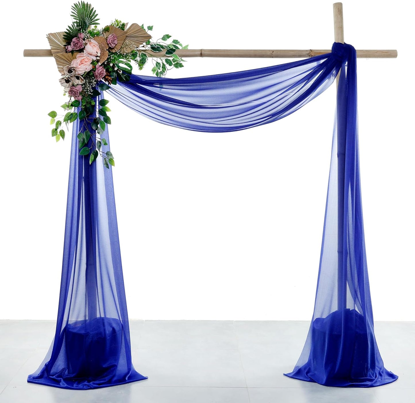VDS Pack of 2 Panel (30 Inch X 50 Feet) Wedding Arch Draping Fabric Sheer Chiffon Fabric Drapery for Wedding Ceremony Reception Swag Backdrop Canopy Chuppah ARBO Altars Decoration (Royal Blue)