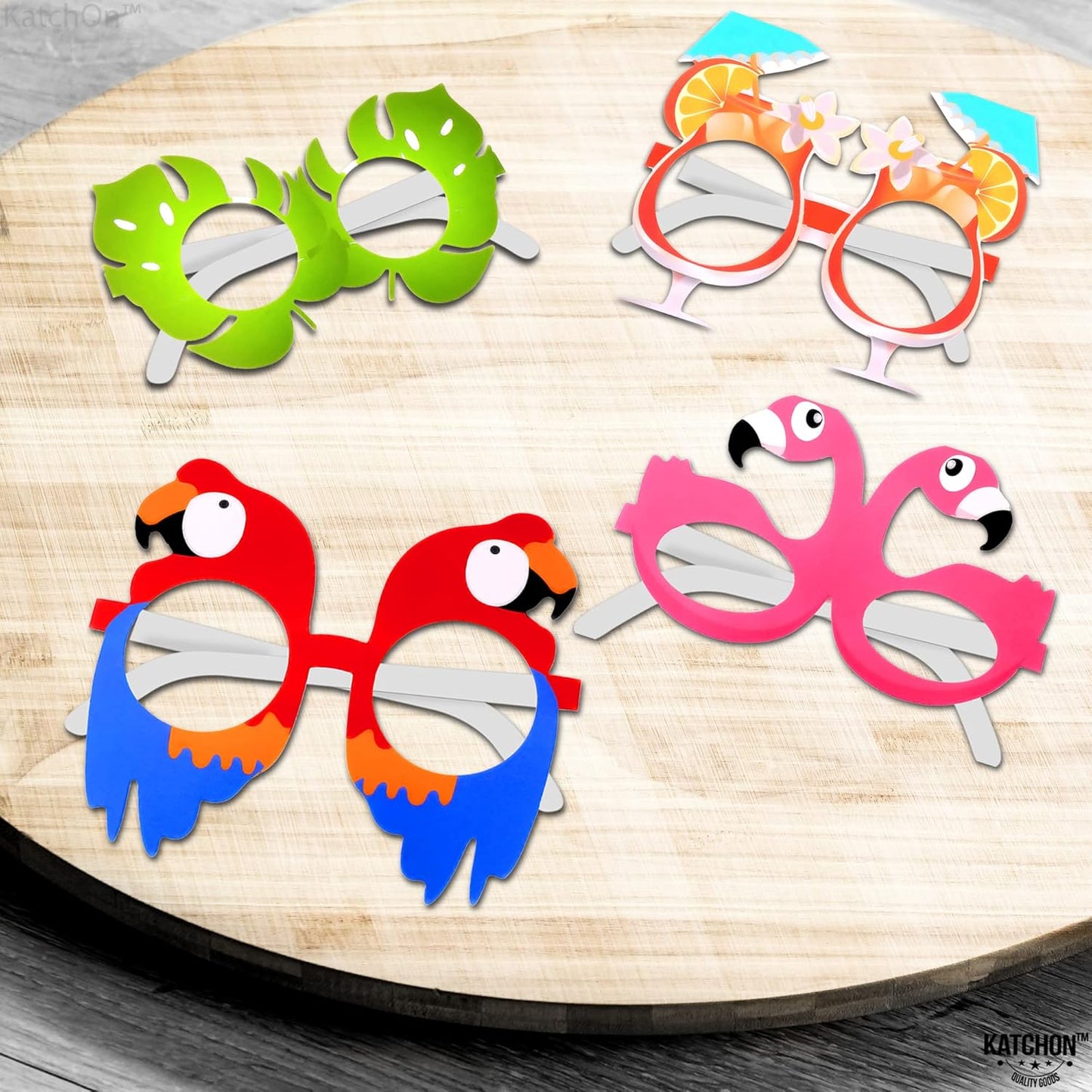 KatchOn, Tropical Hawaiian Photo Booth Props - Pack of 12,Luau Party Decorations | Luau Glasses for Hawaiian Party Decoration | Luau Photo Booth Props, Aloha Party Decoration, Summer Party Decorations