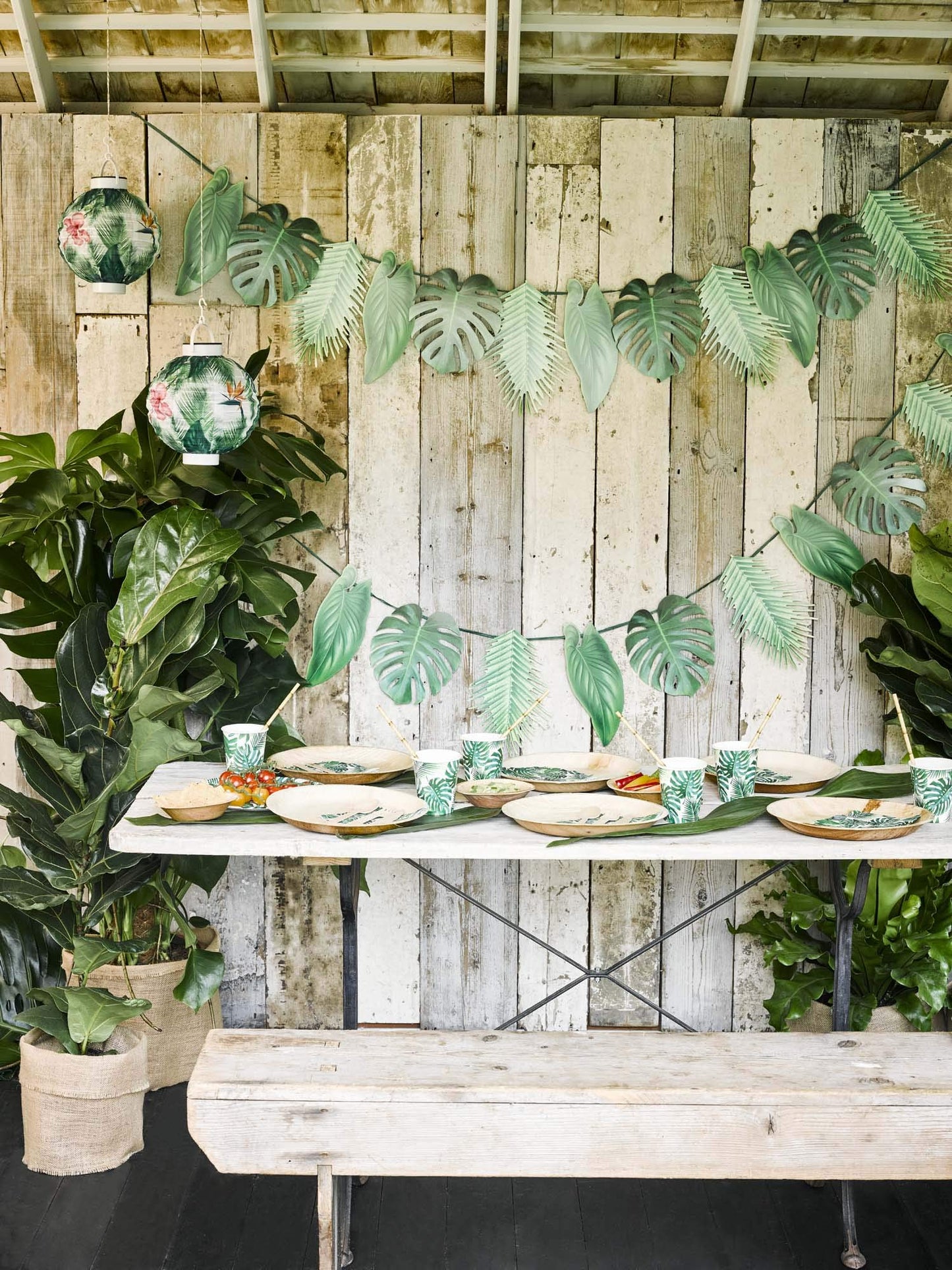 Talking Tables Reusable Tropical Party Decorations Palm Leaves Décor Leaf Garland Hawaiian Theme
