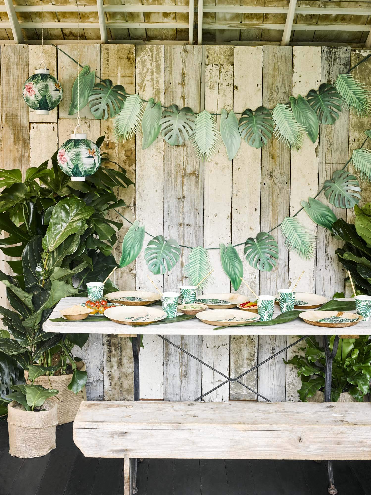 Talking Tables Reusable Tropical Party Decorations Palm Leaves Décor Leaf Garland Hawaiian Theme