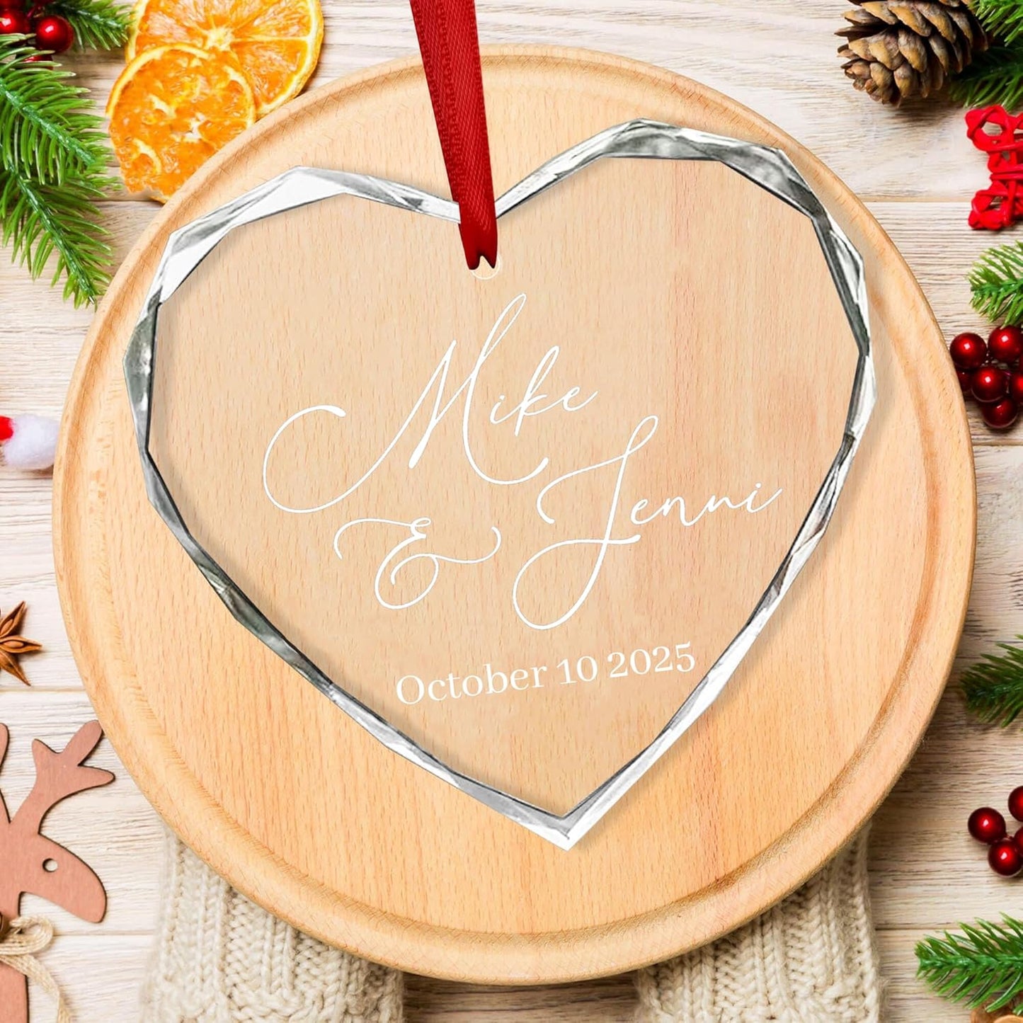Personalized Glass Ornament 2025 for Married Couples with Name, Custom Wedding Keepsake Gift for Newlyweds, Anniversary or Christmas Décor, Mr and Mrs Ornament A6