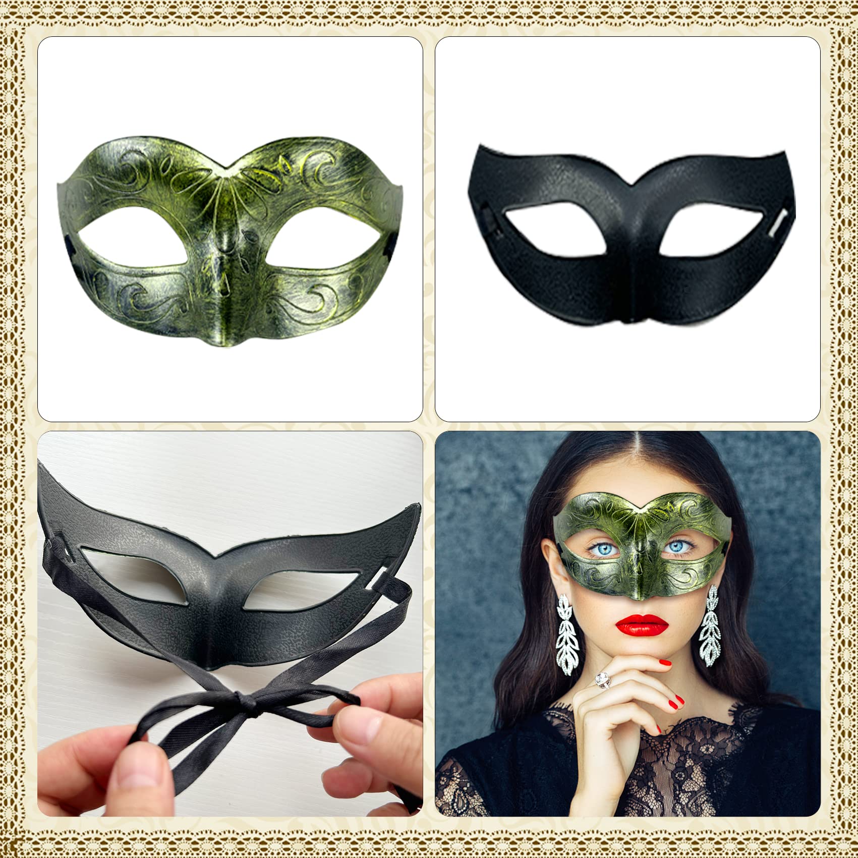 Lusy DM 40 Pieces Masquerade Mask Vintage Antique Mask Venetian Party Masks for Men Women Cosplay