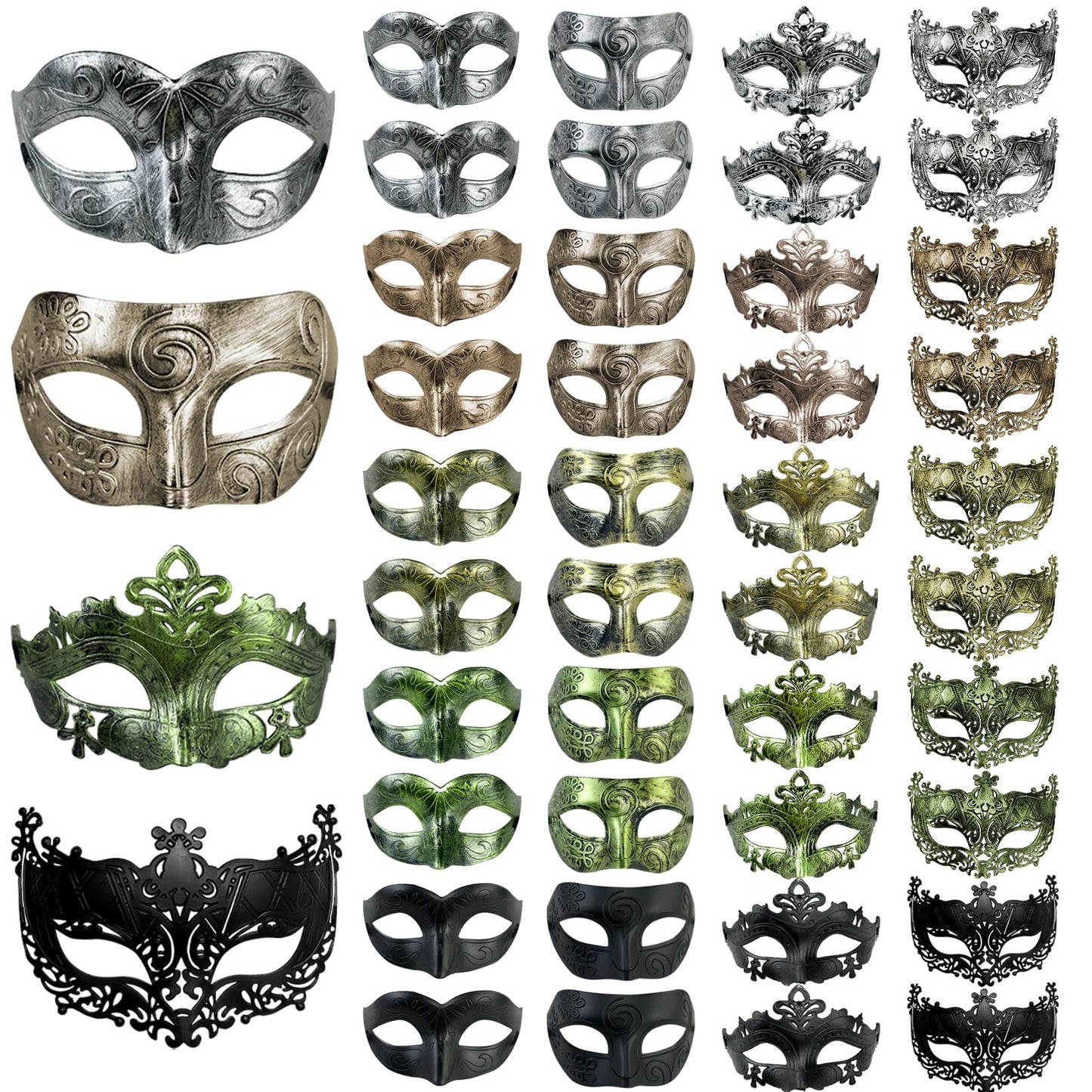 Lusy DM 40 Pieces Masquerade Mask Vintage Antique Mask Venetian Party Masks for Men Women Cosplay