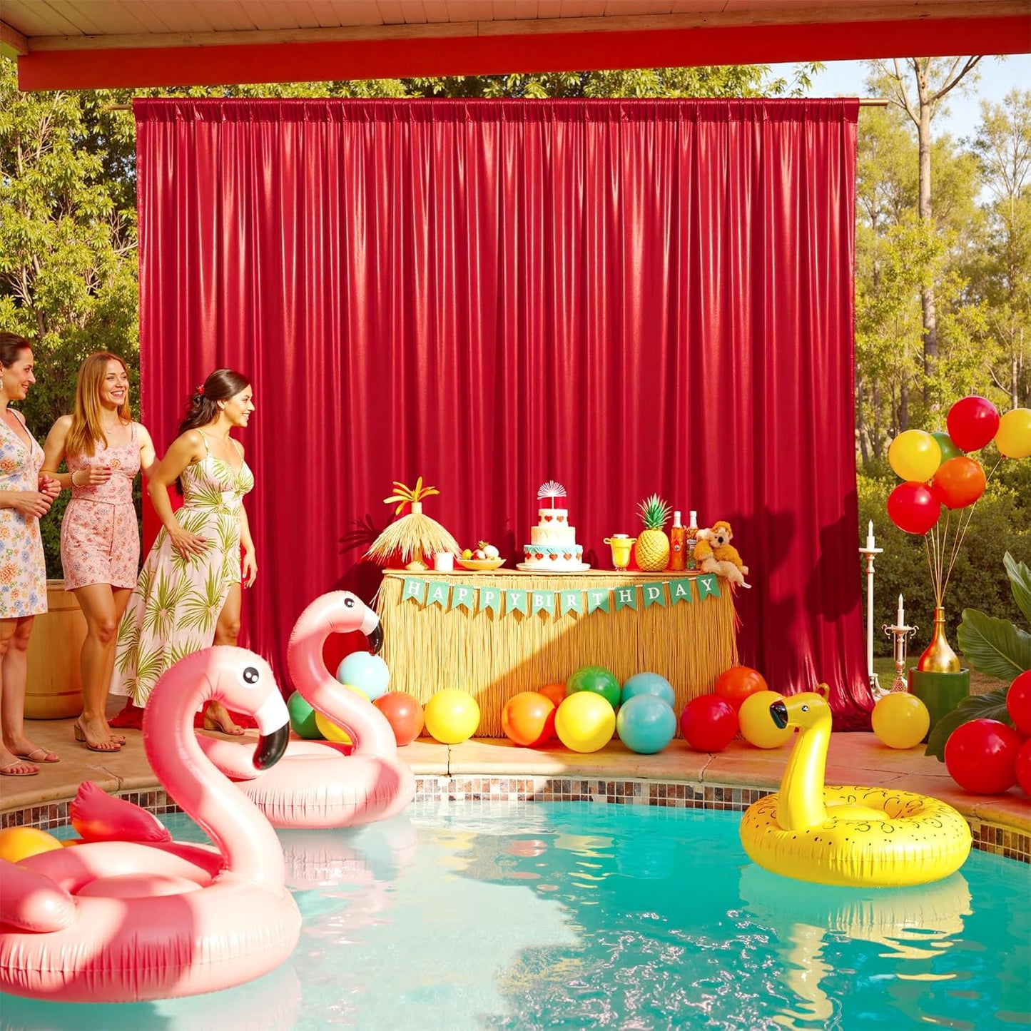 gogoparti 20x10FT Red Sequin Backdrop Curtain - 4 Panels of 5x10FT Wrinkle-Free Glitter Drapes for Photography, Birthdays, Weddings & Graduations