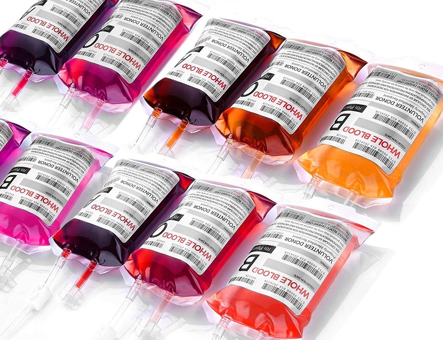 WYNK 10 Pack Blood Bags for Drinks, IV Bags for Drinks, Halloween Party Set