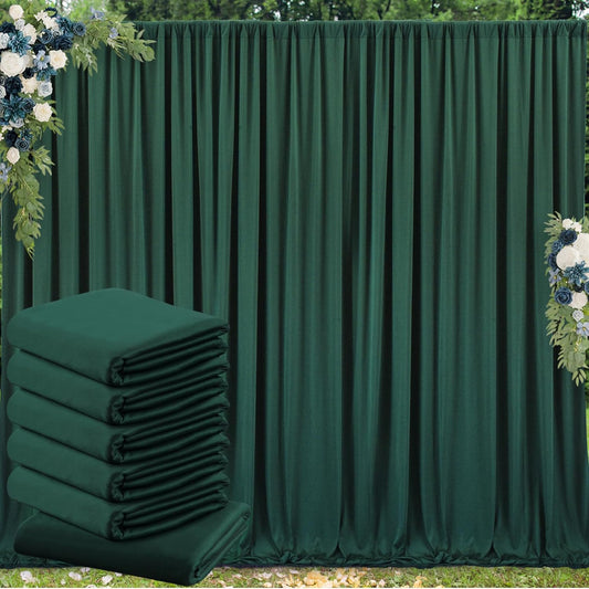 30 ft x 10 ft Wrinkle Free Hunter Green Backdrop Curtain for Parties, Polyester Dark Green Photo Backdrop Drapes 6 Panels 5x10ft for Baby Shower Wedding Birthday Party Photography Curtains