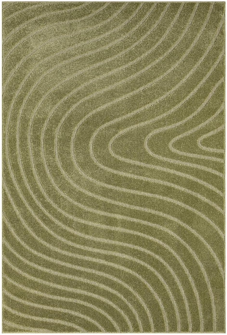 LUXE WEAVERS Modern Geometric Wave Green 6x9 Area Rug, Contemporary Stain Resistant Carpet