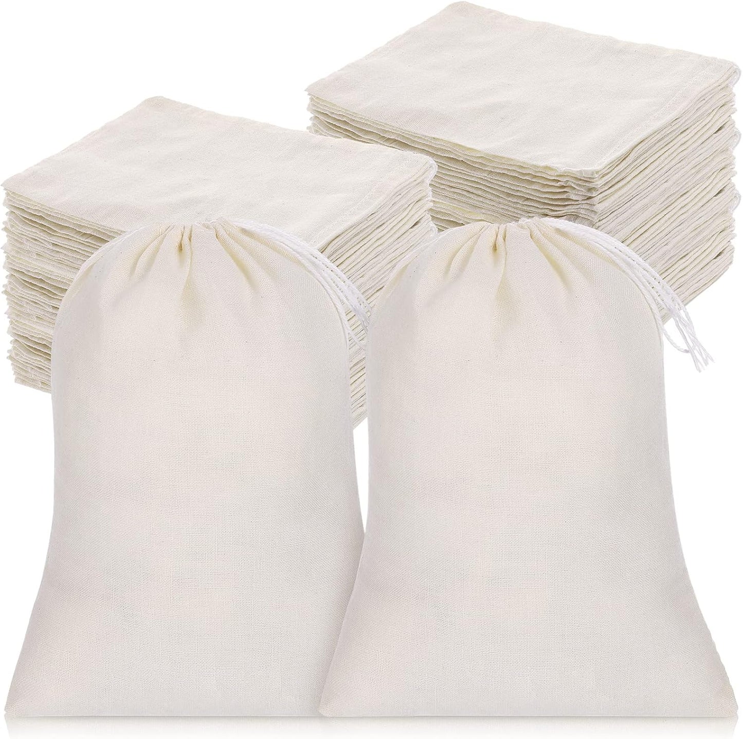 200 Pack Muslin Bags Burlap Drawstring sachet Bags Multipurpose Canvas Linen Pouch for Tea Jewelry Wedding Party Favors Storage