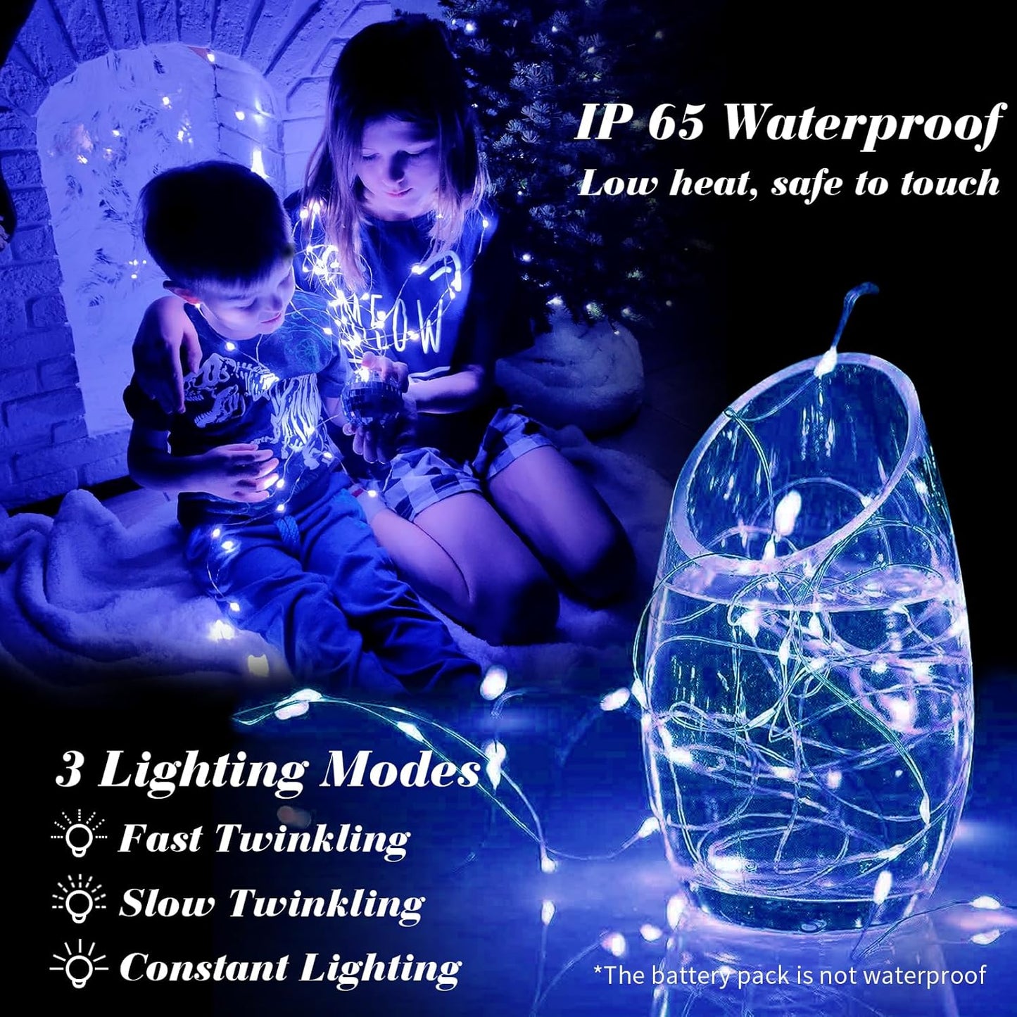ZGWJ 24 Pack Fairy Lights Battery Operated, 7ft 20 Mini LED Fairy String Lights Silver Wire 3 Modes for DIY, Parties, Wedding, Bedroom, Halloween Christmas Decoration Mixed-Color