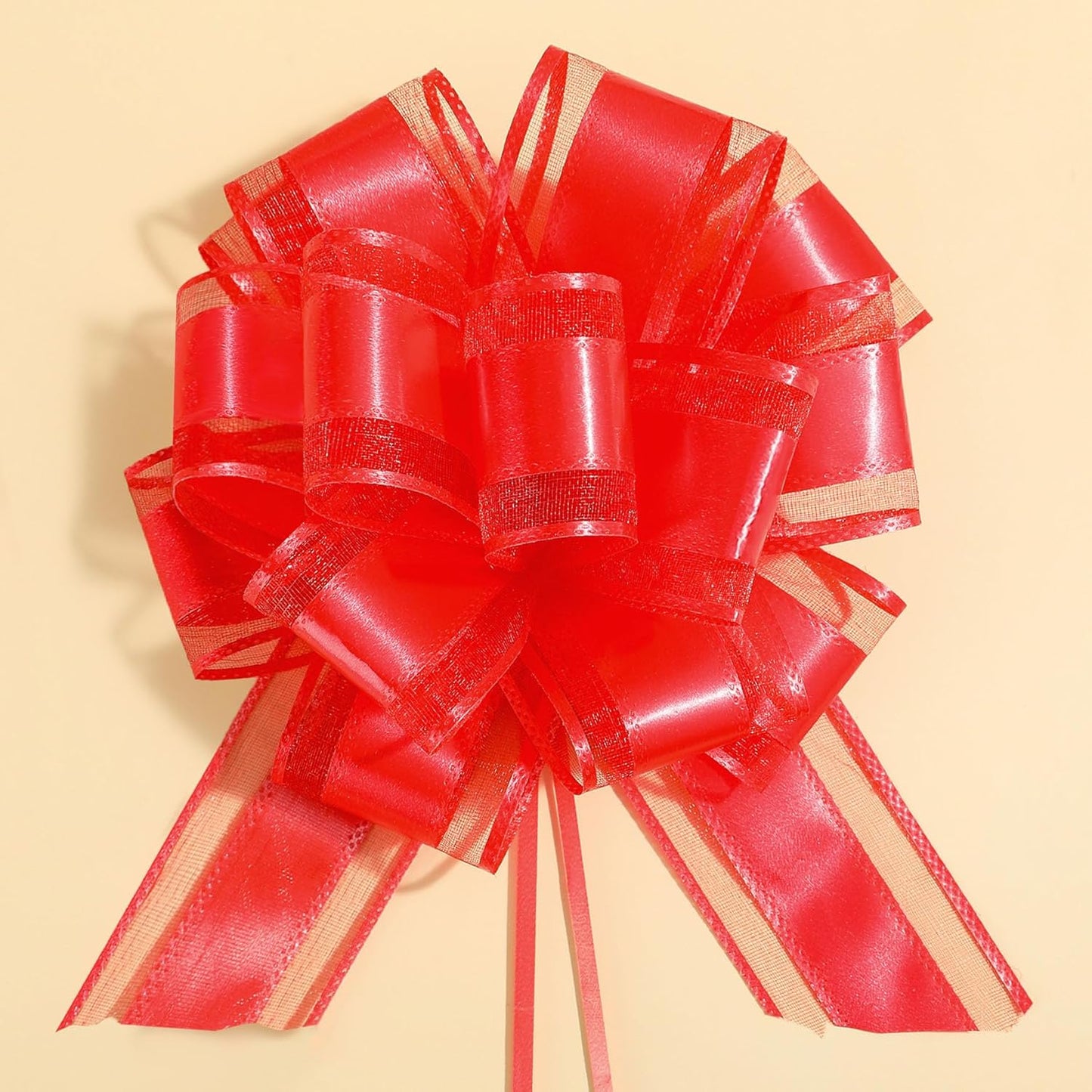 6 Pieces Large Pull Bows,6 inches,Bow for Gift Wrapping,Pull Bows for Party Birthday Gift Wedding Baskets Gift Decorations, Flower Decorations (Red)