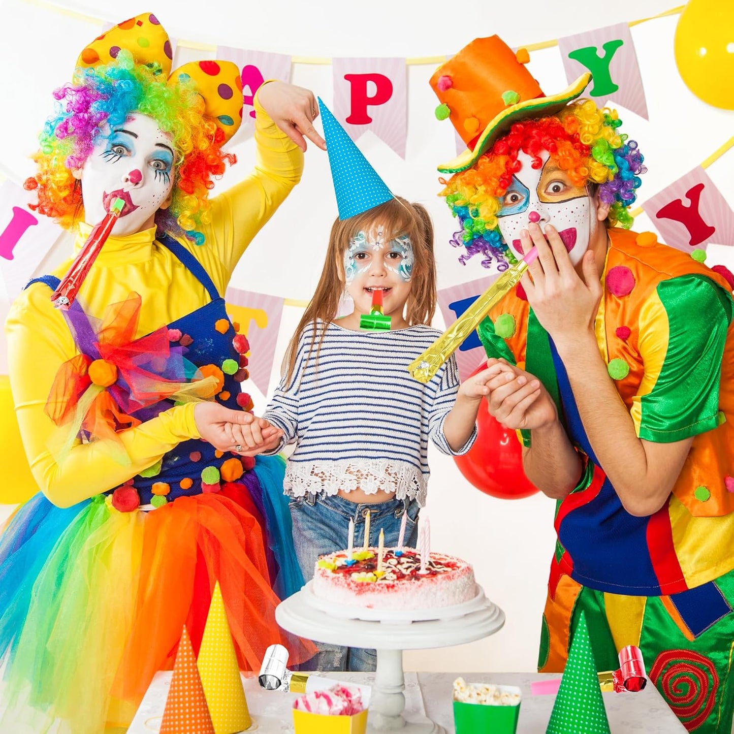 24 Pcs Party Blower Colorful Blowouts Noisemakers Birthday Blowouts Whistles for Party Favors(Colorful Metallic Roll)