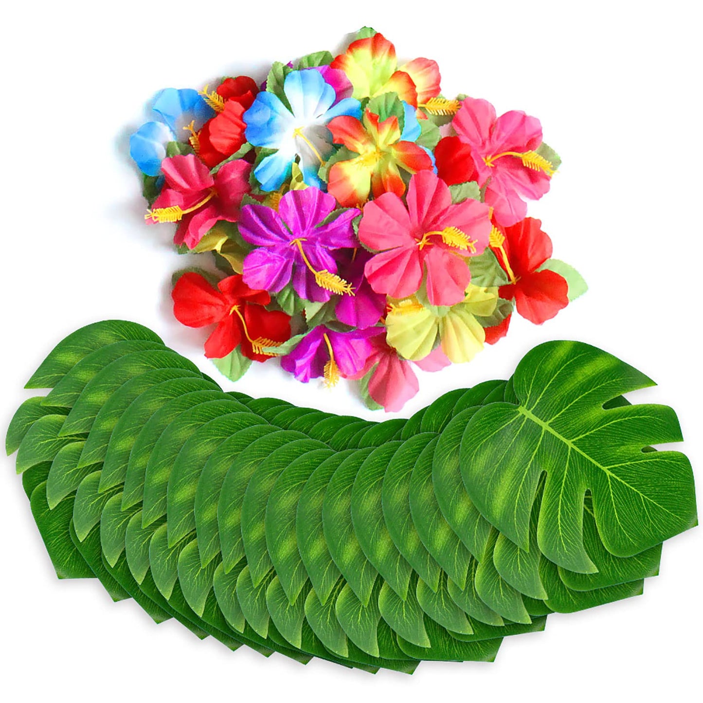 UMIKU 60Pcs Luau Party Decorations Tropical Hawaiian Supplies Palm Leaves