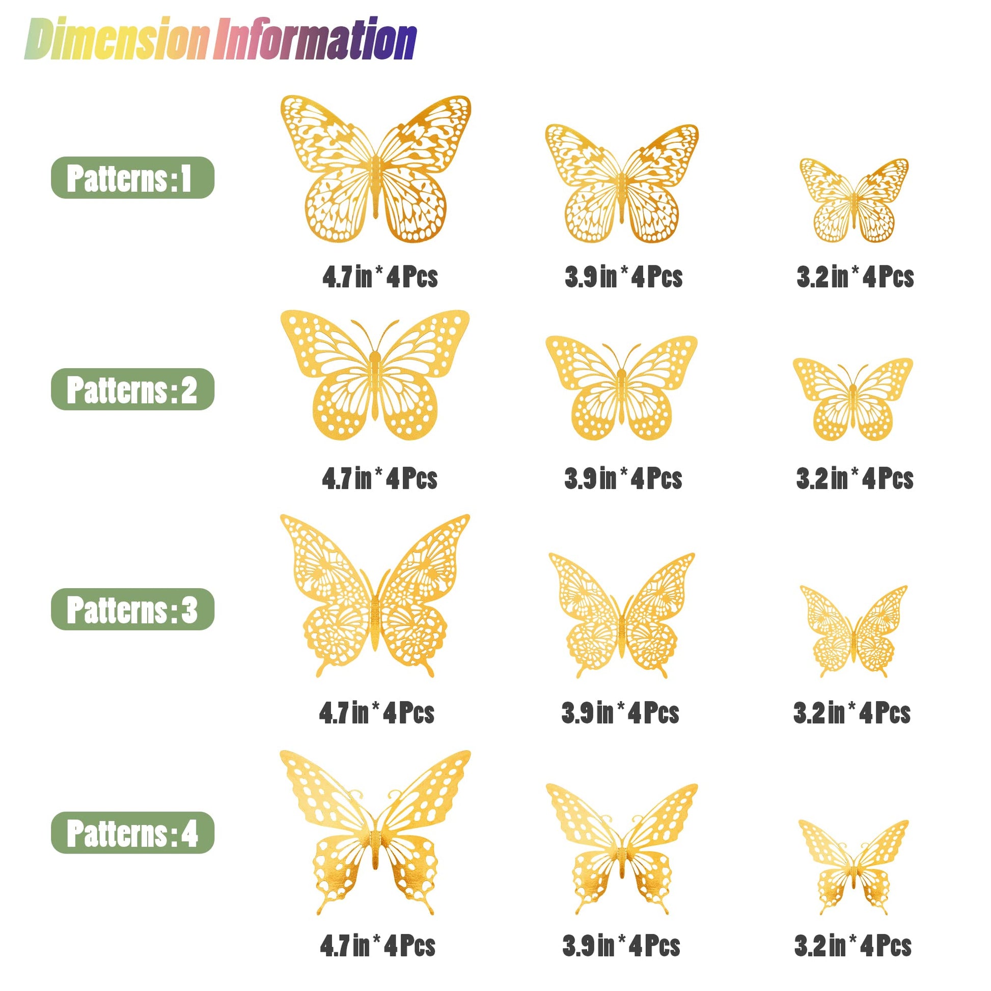 SAOROPEB 3D Butterfly Wall Decor 48 Pcs Gold Butterfly Birthday Decorations