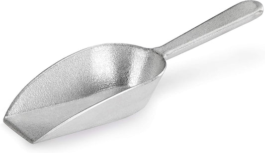 New Star Foodservice 34684 One-Piece Cast Aluminum Flat Bottom Bar Ice Flour Utility Scoop, 7-Ounce, Silver