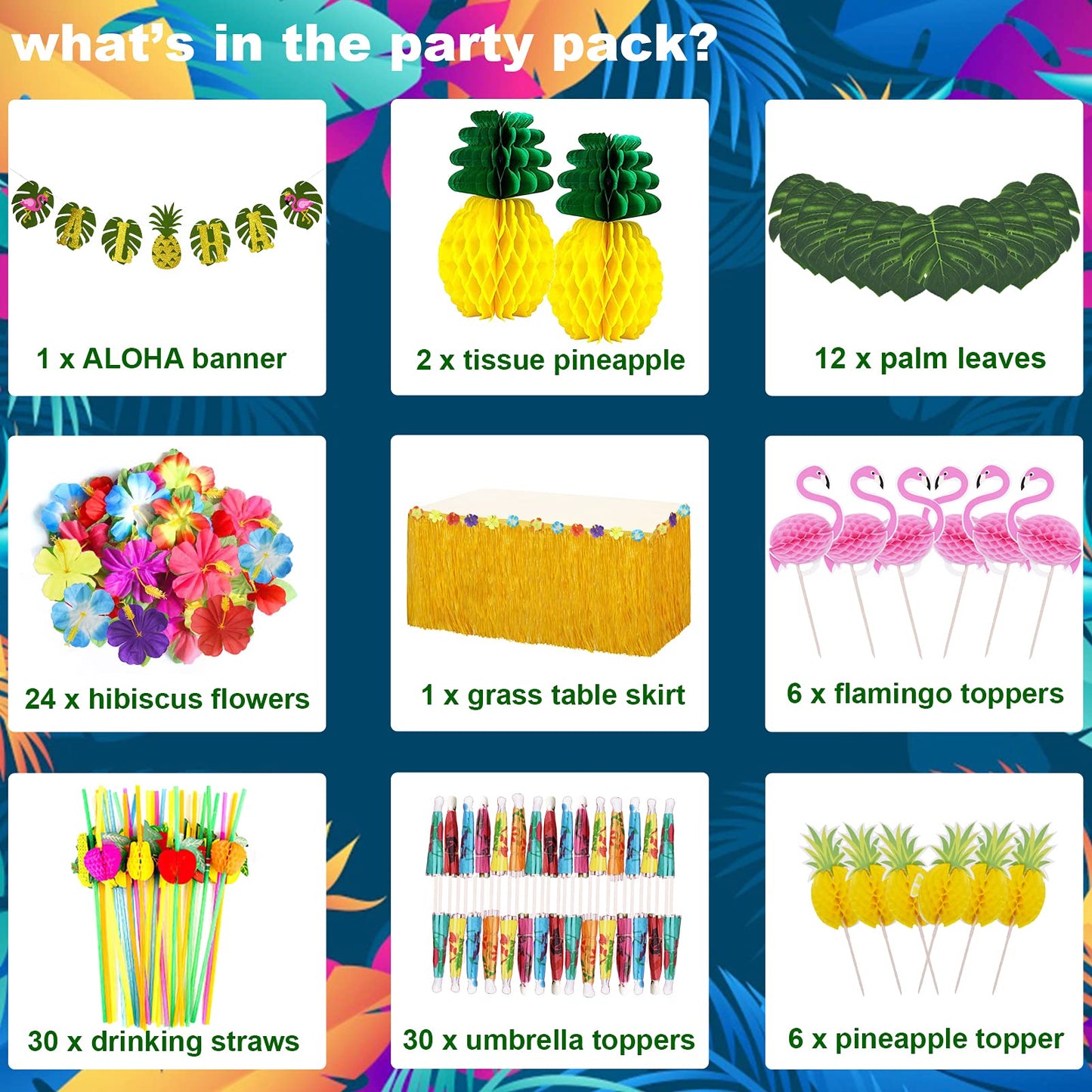 Tropical Luau Party Decoration Pack Hawaiian Beach Theme Party Favors
