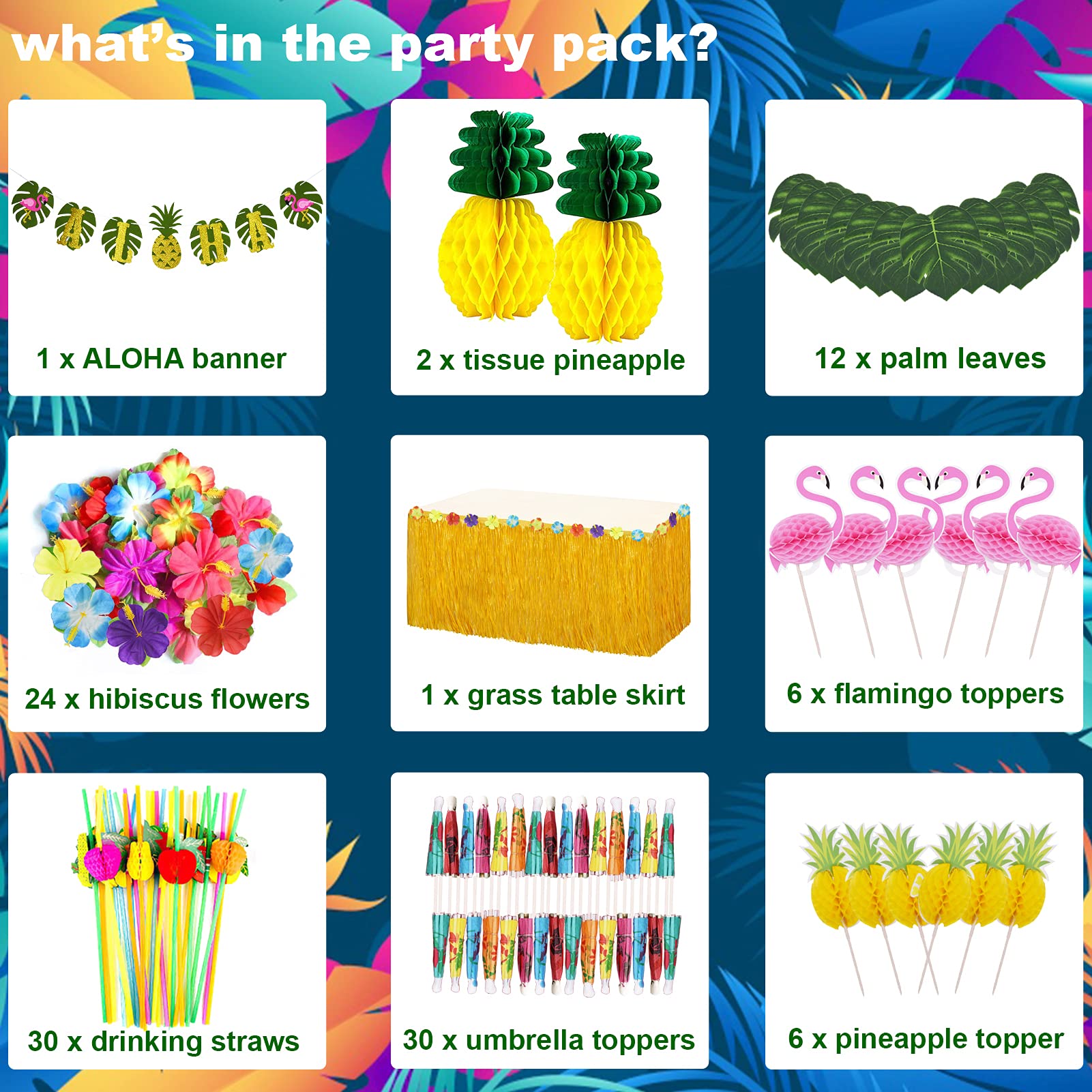 Tropical Luau Party Decoration Pack Hawaiian Beach Theme Party Favors