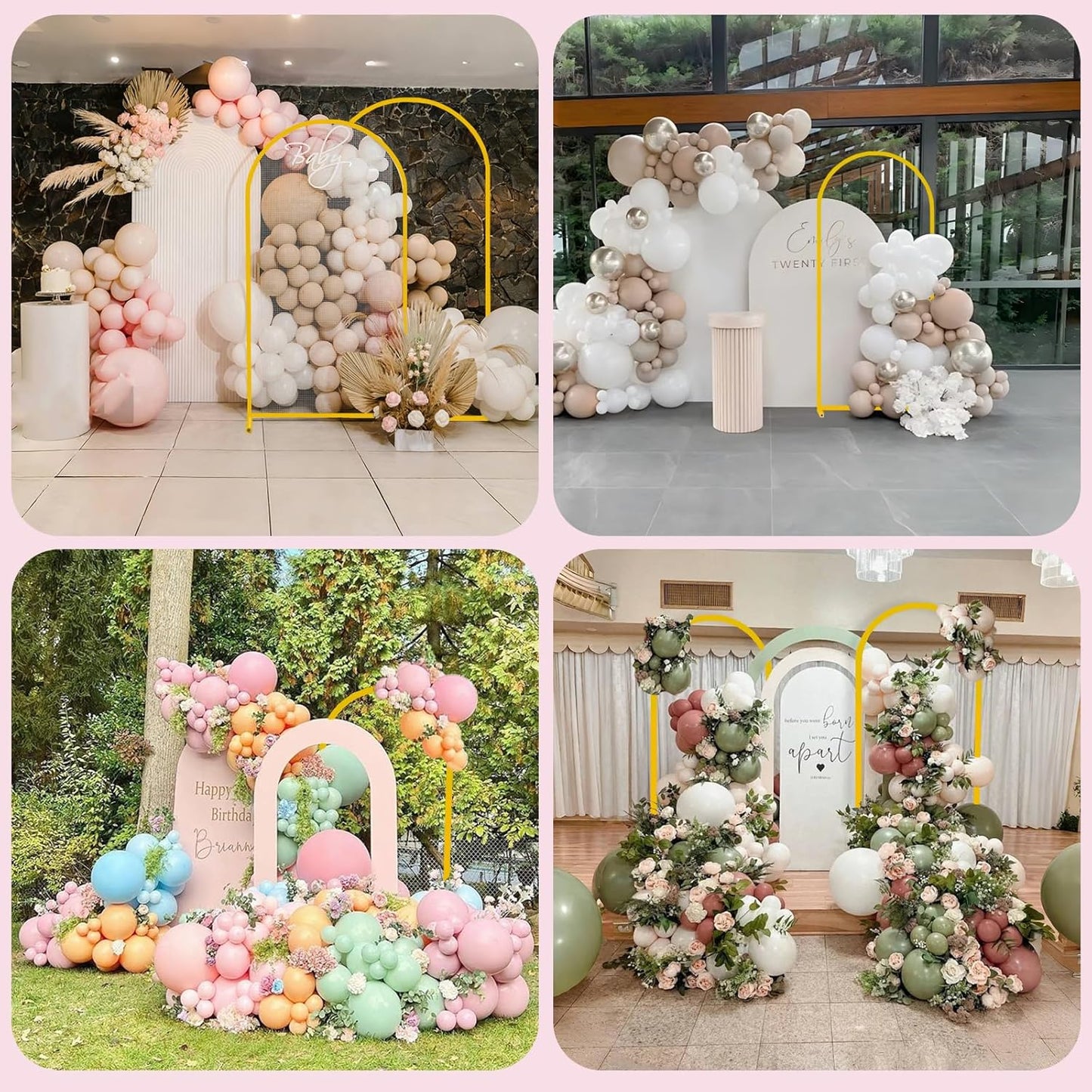 Bazen Wedding Arch Backdrop Stand 6FT, 5FT, 4FT Set of 3 Metal Arch Backdrop Stand with White Arch Cover for Birthday Party Wedding Ceremony Bridal Baby Shower Banquet Party Event Decor