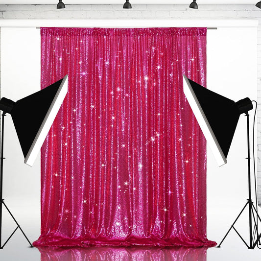 Eternal Beauty Hot Pink Sequin Backdrop, 20x10 Ft Glitter Background Curtains for Shimmer Photography Party Wedding Birthday Back Drop Decor