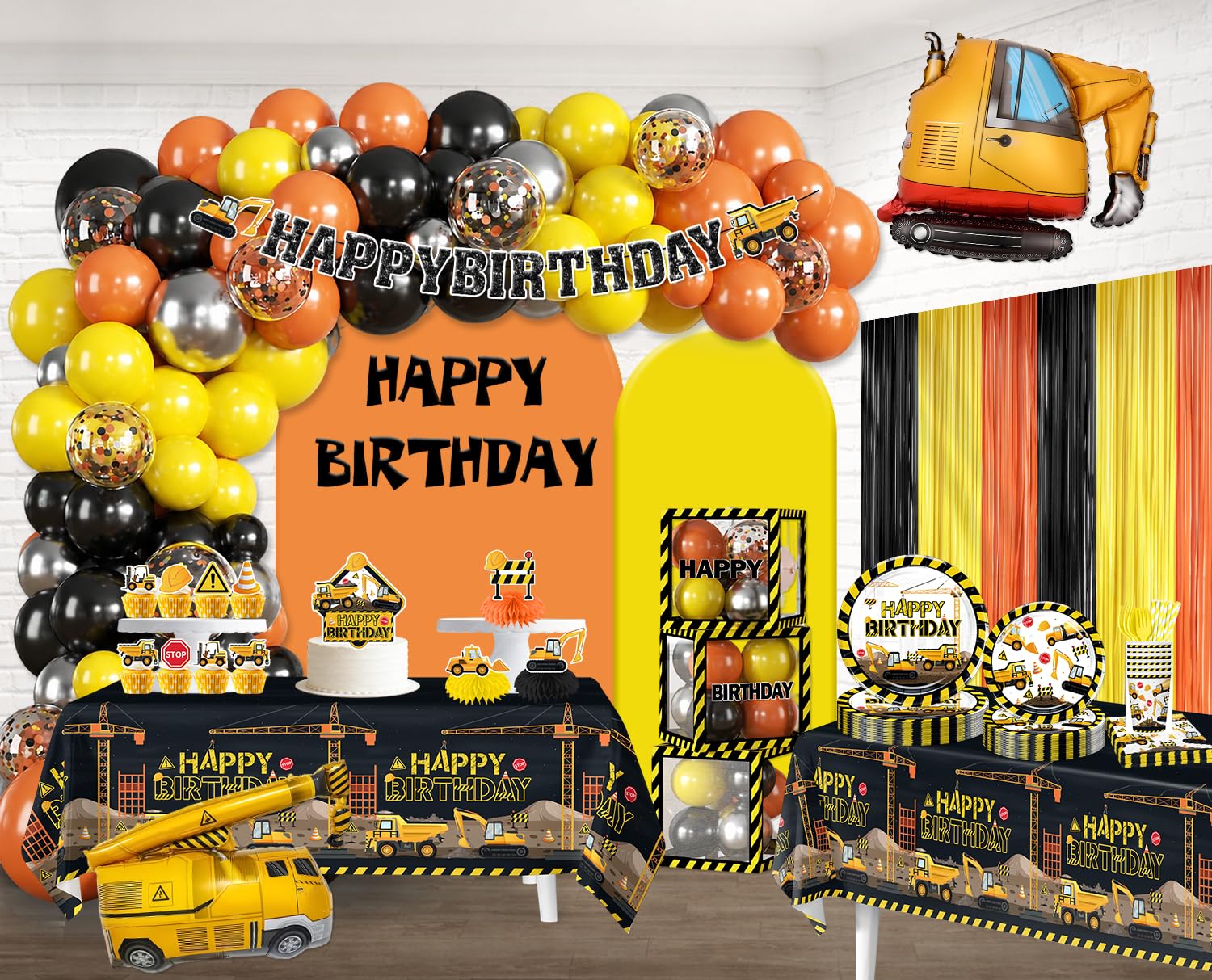 289Pcs Construction Birthday Party Supplies, All-in-One Set for 25 Guests