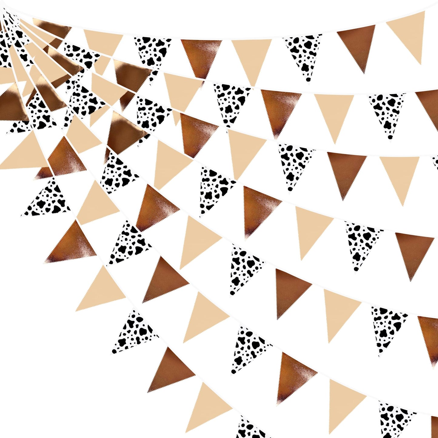 32Ft Cow Party Decorations Western Cowboy Triangle Flag Fabric Banner Pennant Garland Streamer for