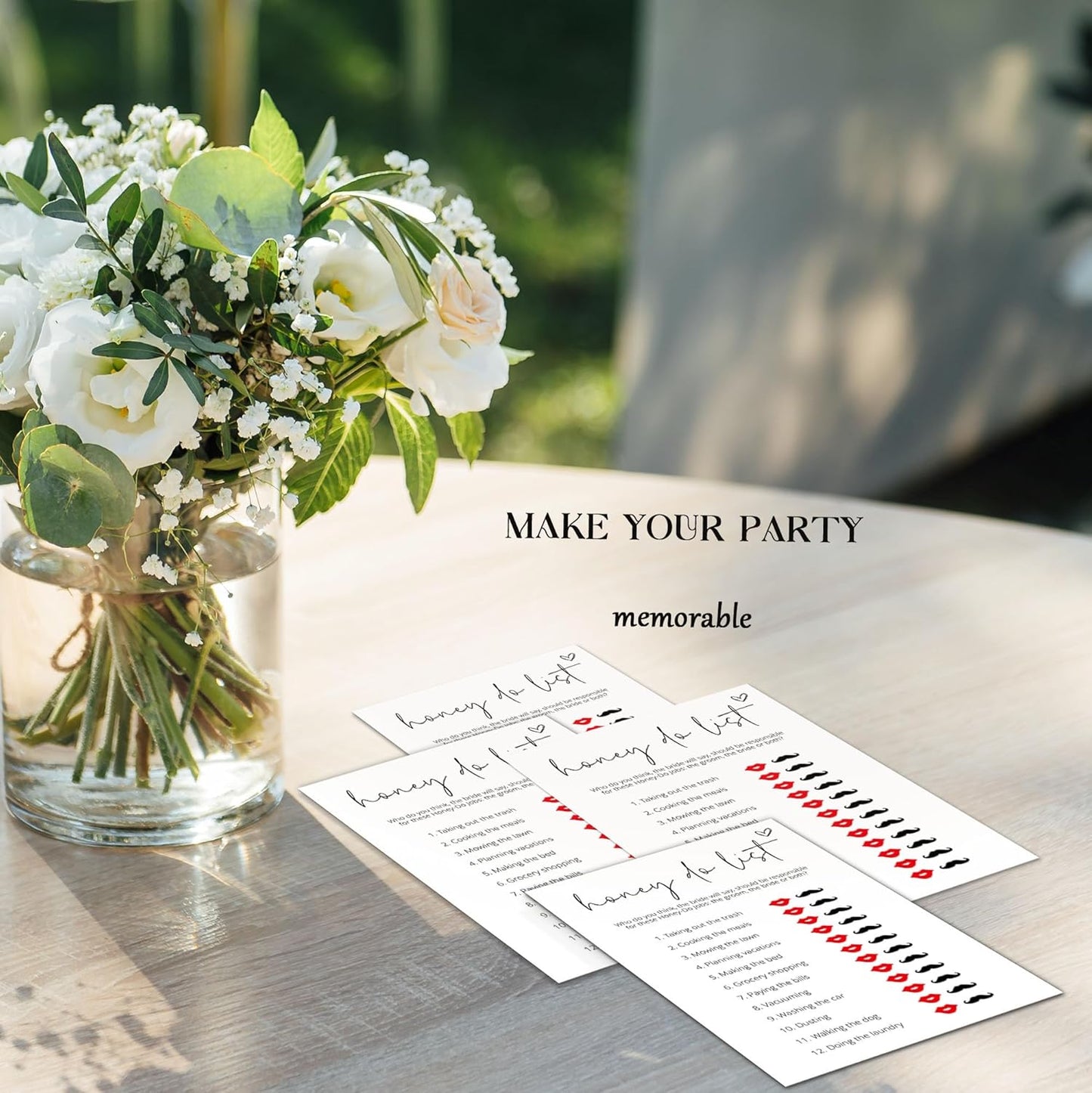 Bridal Shower Games, Honey Do List, 25Pcs Minimalist White Double-Sided Bridal Game Cards, Wedding Shower Games for Guests, Engagement Bachelorette Party Supplies - A21