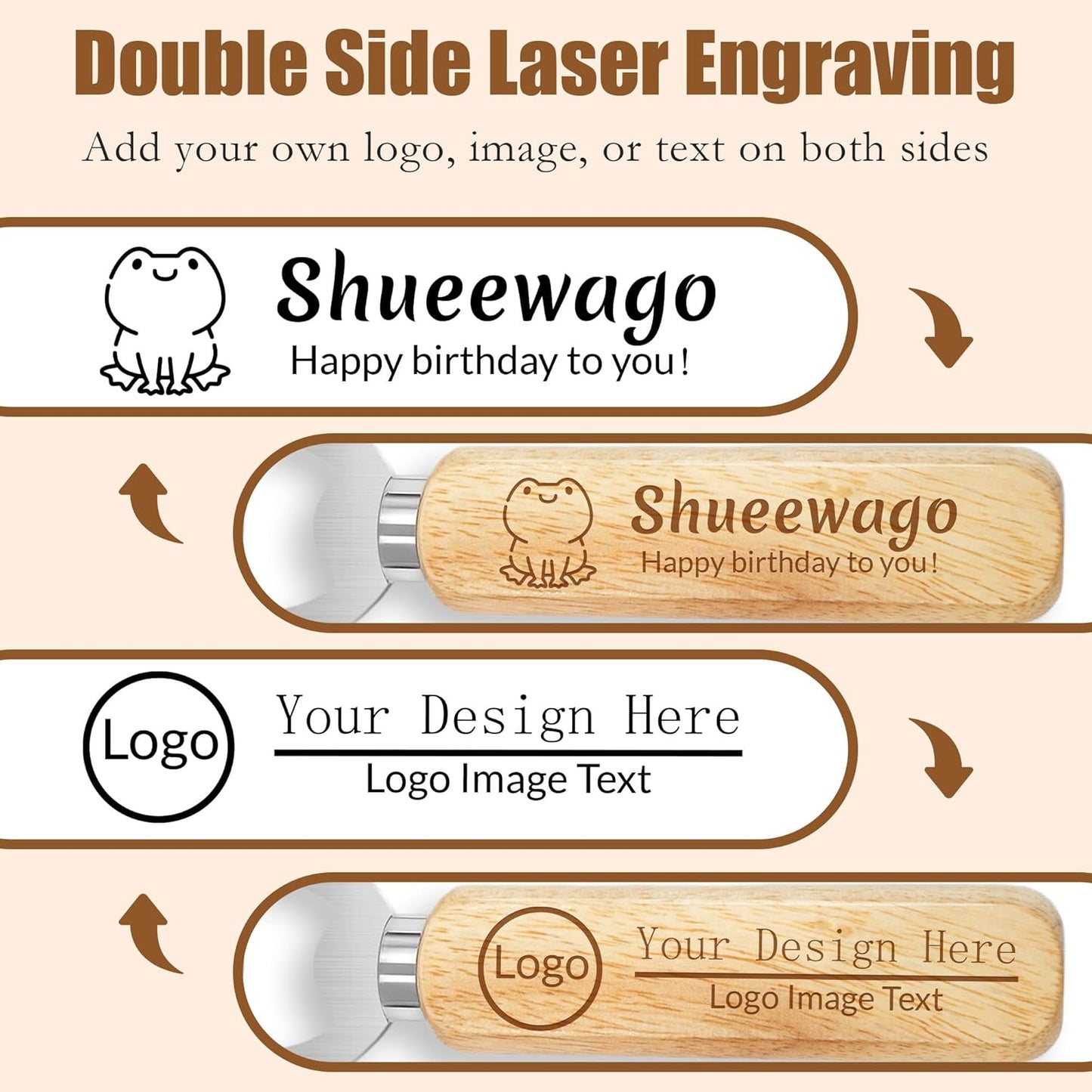 15-100 PCS Personalized Bottle Openers with Wooden Handle, Bulk Customized Text/Logo/Photo Beer Bottle Opener, Laser Engraved, Bar Party Favors, Family Reunion Wedding, Birthday
