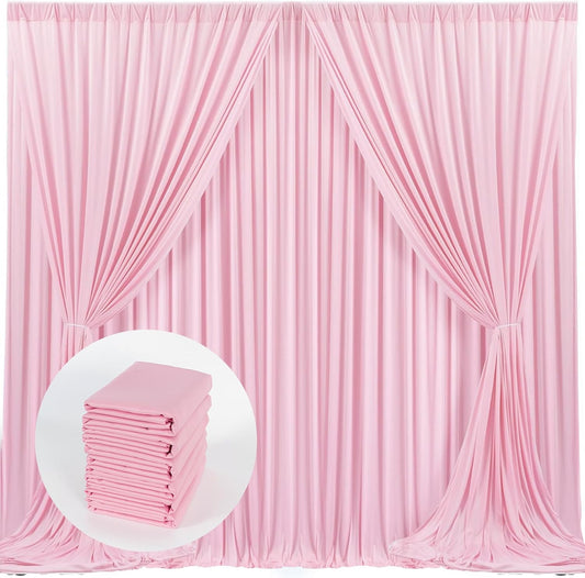 6 Panels Pink Backdrop Curtain for Parties Rod Pocket Pink Curtains Photography Backdrop Drapes Privacy Fabric Decoration for Birthday Party Wedding Baby Shower Home Decor, 5ft x 10ft