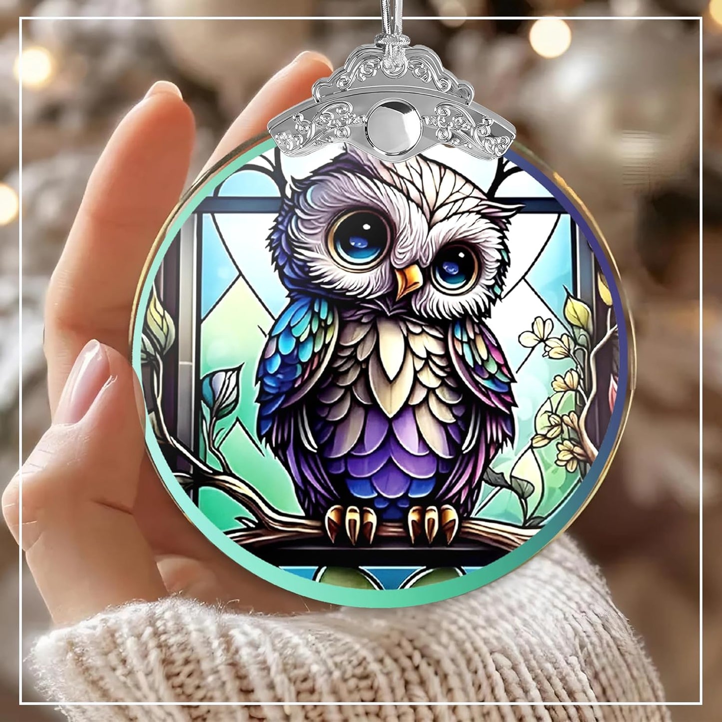 Stained Glass Effections, Christmas Tree 4 Inch Acrylic Ornament Art, White Elephant Gifts Car Interiors Decors, Christmas Decor, Decorations for Festival 2025 Christmas Ornament