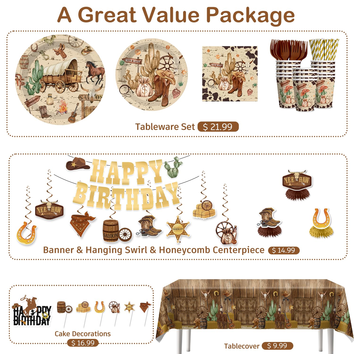 Western Birthday Party Decorations disposable tableware for Rodeo Party