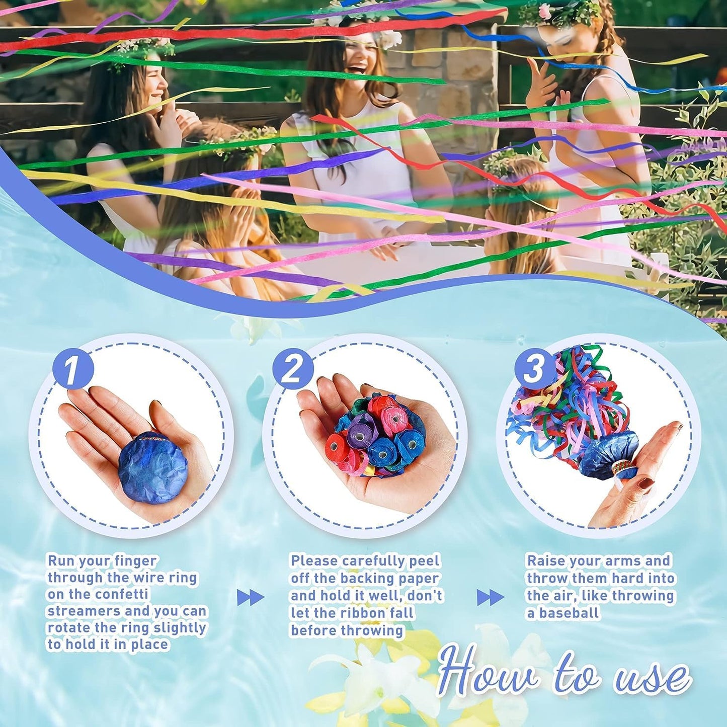 No Mess Streamers Poppers,36Pack Colorful Party Favors Confetti Shooters,Wedding,nye,School Opening,Graduation,Retirement Party (blue multicolor 36pack)