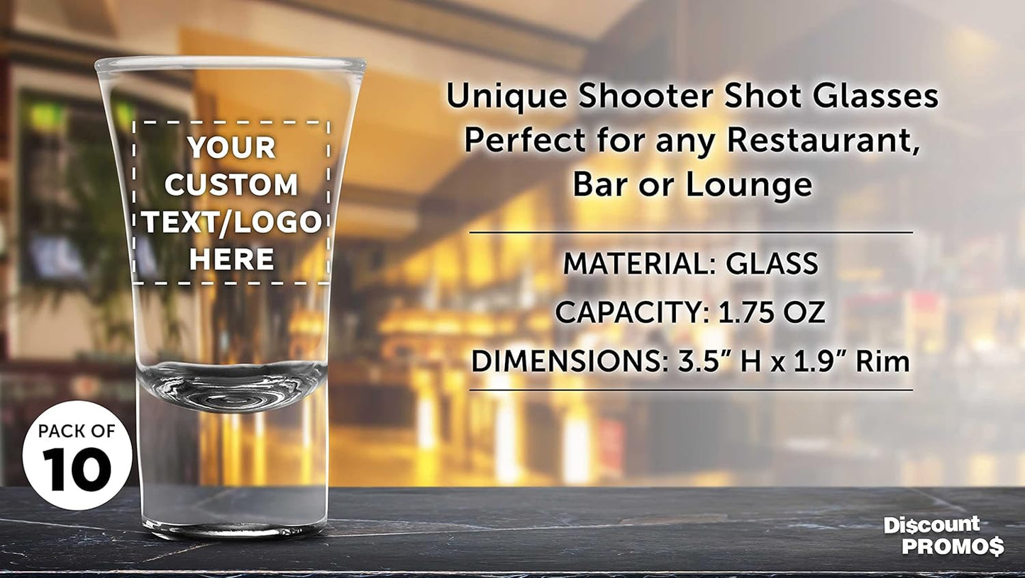Custom 2 oz. Lord Shooter Etched Shot Glasses, 10 pack, Personalized Text, Logo, 21st Birthday Party, Lounge Glassware, Black