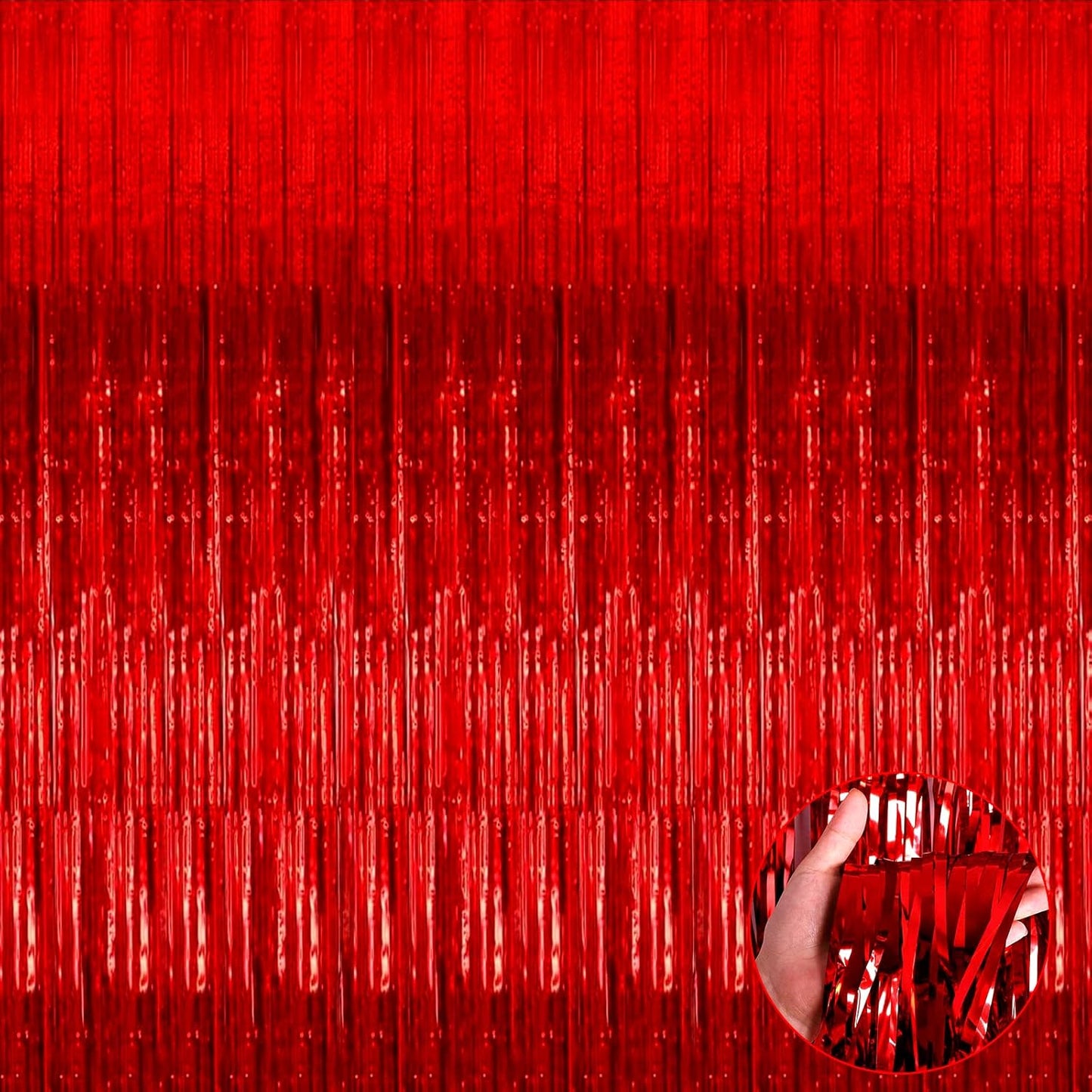 4 Pack Red Foil Fringe Curtain Backdrop, 3.28Ft x 9.84Ft Metallic Tinsel Foil Fringe Streamers Curtains for Party, Photo Booth Props, Birthday, 2022 Graduation Decoration Supplies