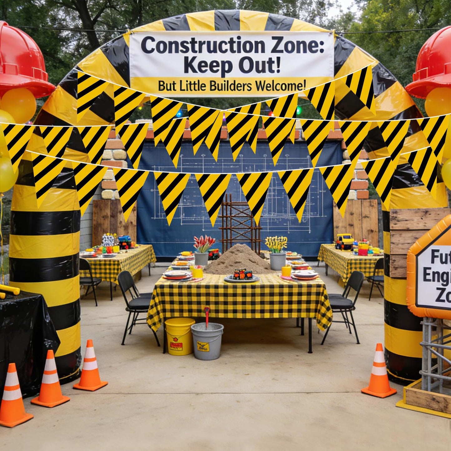 Luxiocio Construction Birthday Banner Decorations Party Supplies