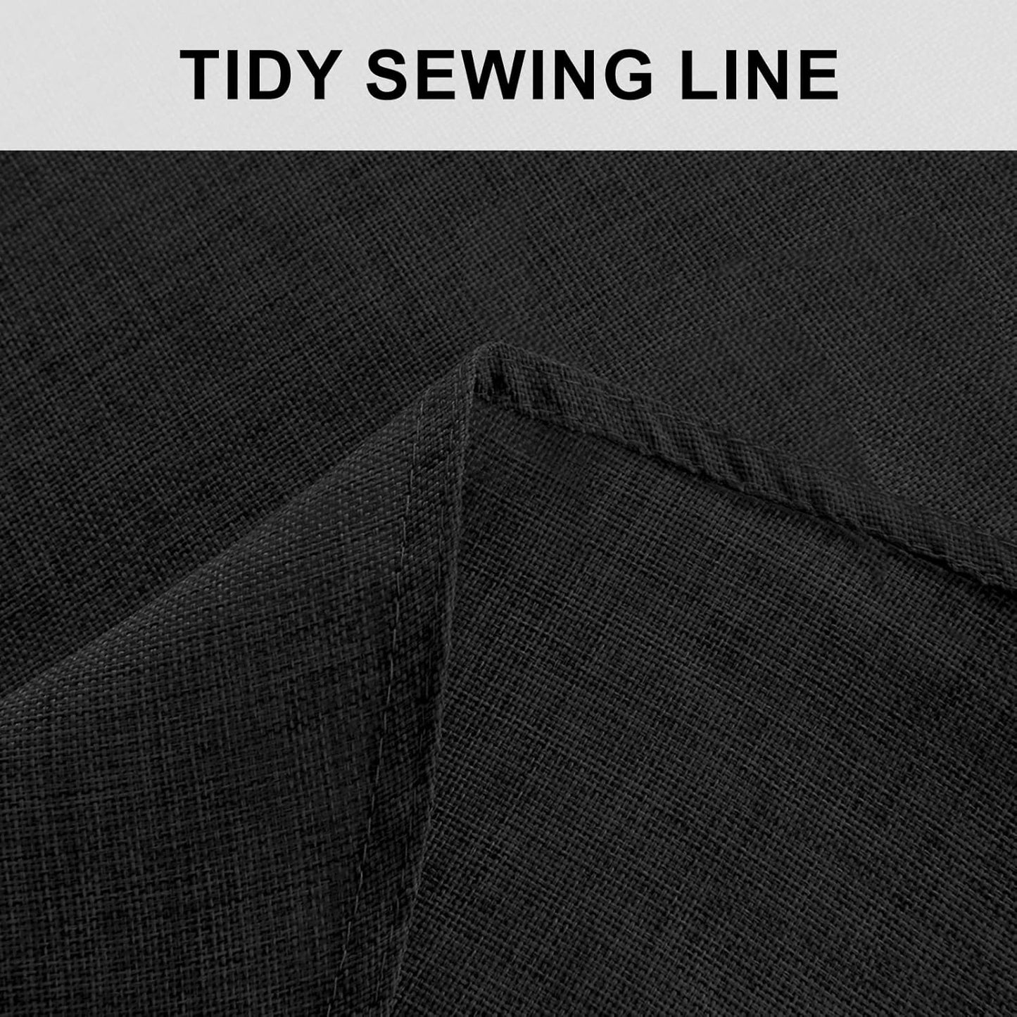 Hiasan Black Round Linen Tablecloth 60 Inch - Wrinkle and Stain Resistant Washable Polyester Fabric Table Cloth for Dining Room Kitchen Party