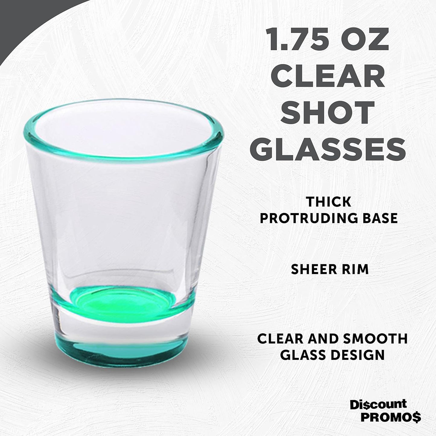 DISCOUNT PROMOS Shot Glasses Set 1.75 oz. Set of 10 Bulk Pack, Wedding Favor, Birthday Party, Tequila Shot Glasses, Vodka Shot Glass - Green Bottom Color