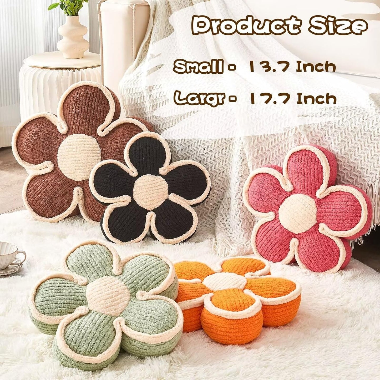 Soft Shaped Floor Cushion, Decorative Throw Pillow, Seating Cushion, Room Decor Plush Pillows for Sofa Couch Bed (17.7 Inch, Brown)