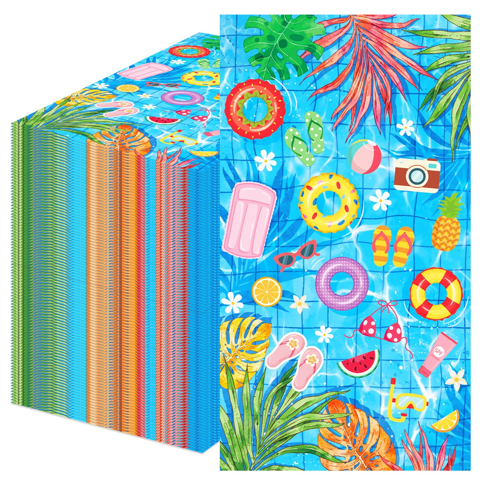 100 Pack Pool Party Paper Napkins – Tropical Summer Disposable Napkins 13 x 16 Inches Unfolded with